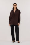 RHEA 2.0 BURNT CHOC OVERSIZED COTTON SHIRT