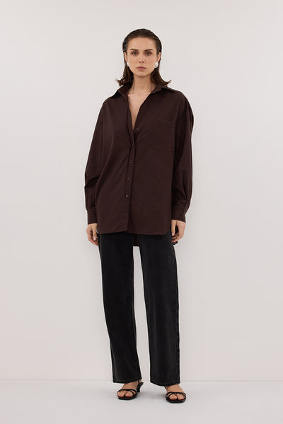 RHEA 2.0 BURNT CHOC COTTON SHIRT – DISSH
