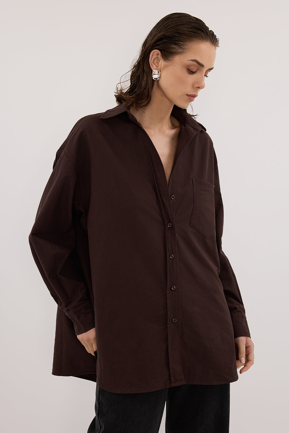 RHEA 2.0 BURNT CHOC COTTON SHIRT – DISSH