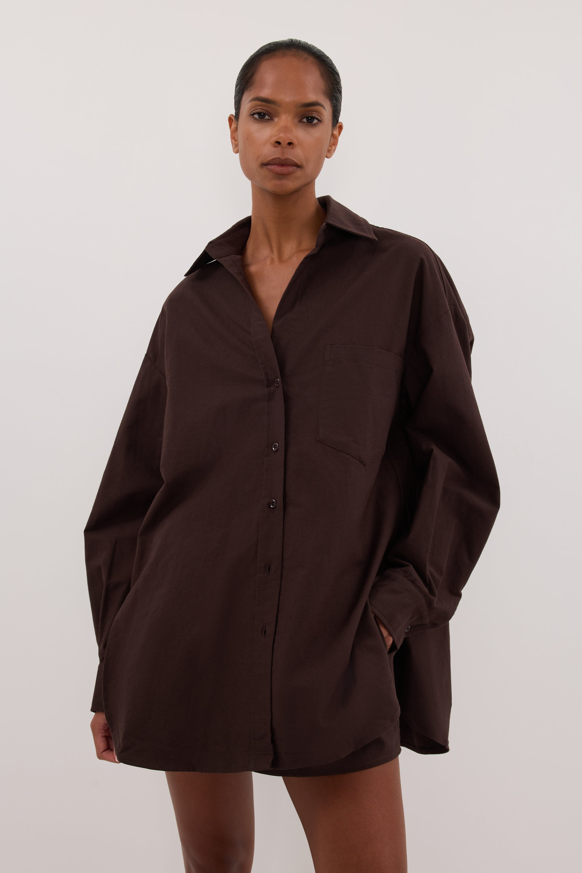 RHEA 2.0 BURNT CHOC COTTON SHIRT – DISSH