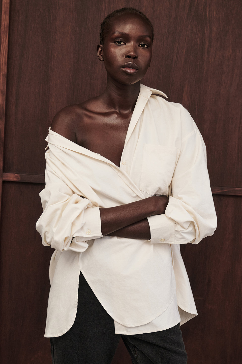 RHEA 2.0 CREAM OVERSIZED COTTON SHIRT