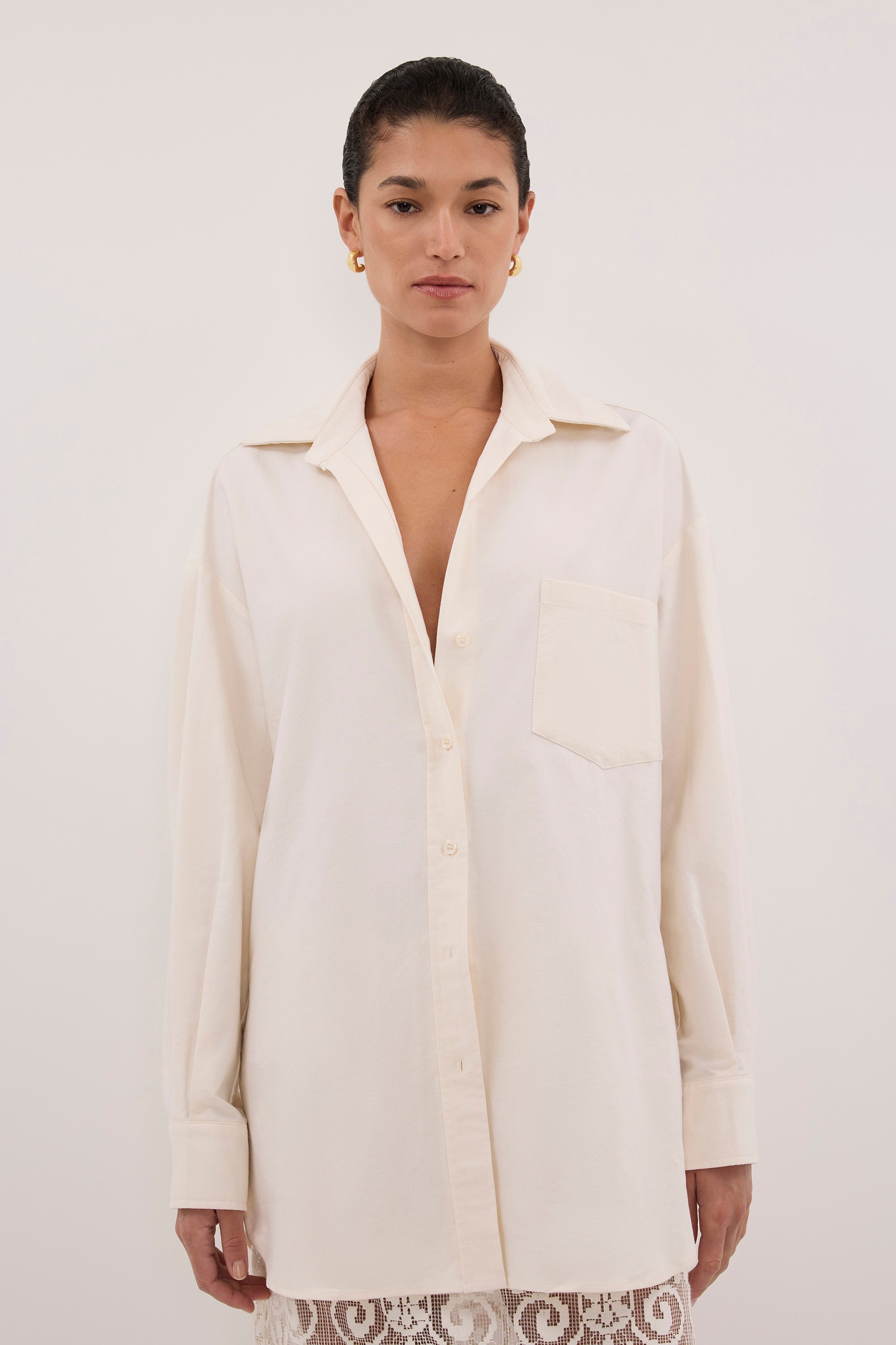 RHEA 2.0 CREAM OVERSIZED COTTON SHIRT