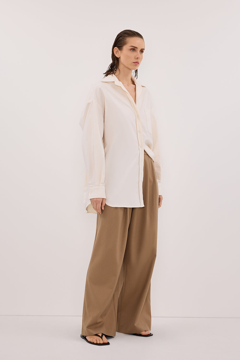 RHEA 2.0 CREAM OVERSIZED COTTON SHIRT
