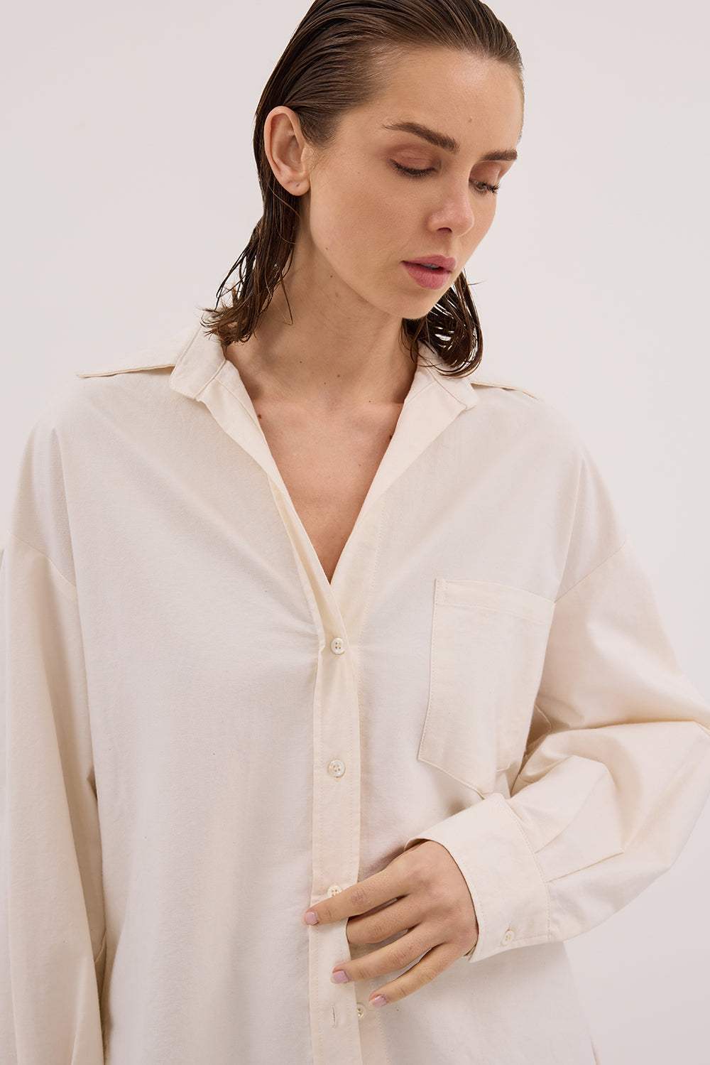 RHEA 2.0 CREAM OVERSIZED COTTON SHIRT
