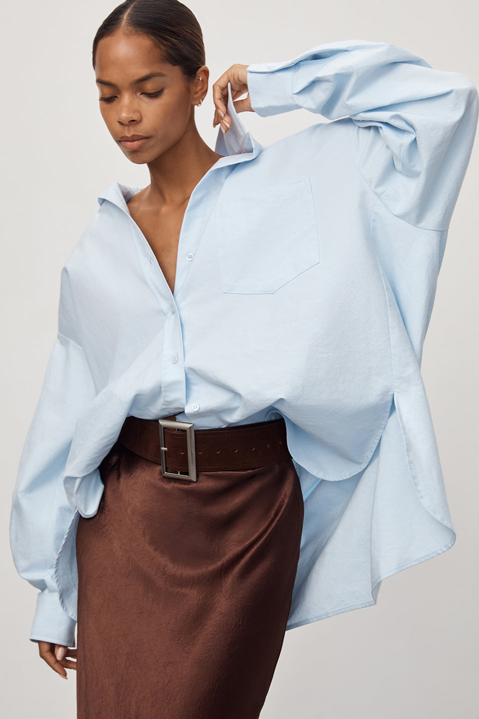 RHEA 2.0 ICE BLUE OVERSIZED COTTON SHIRT