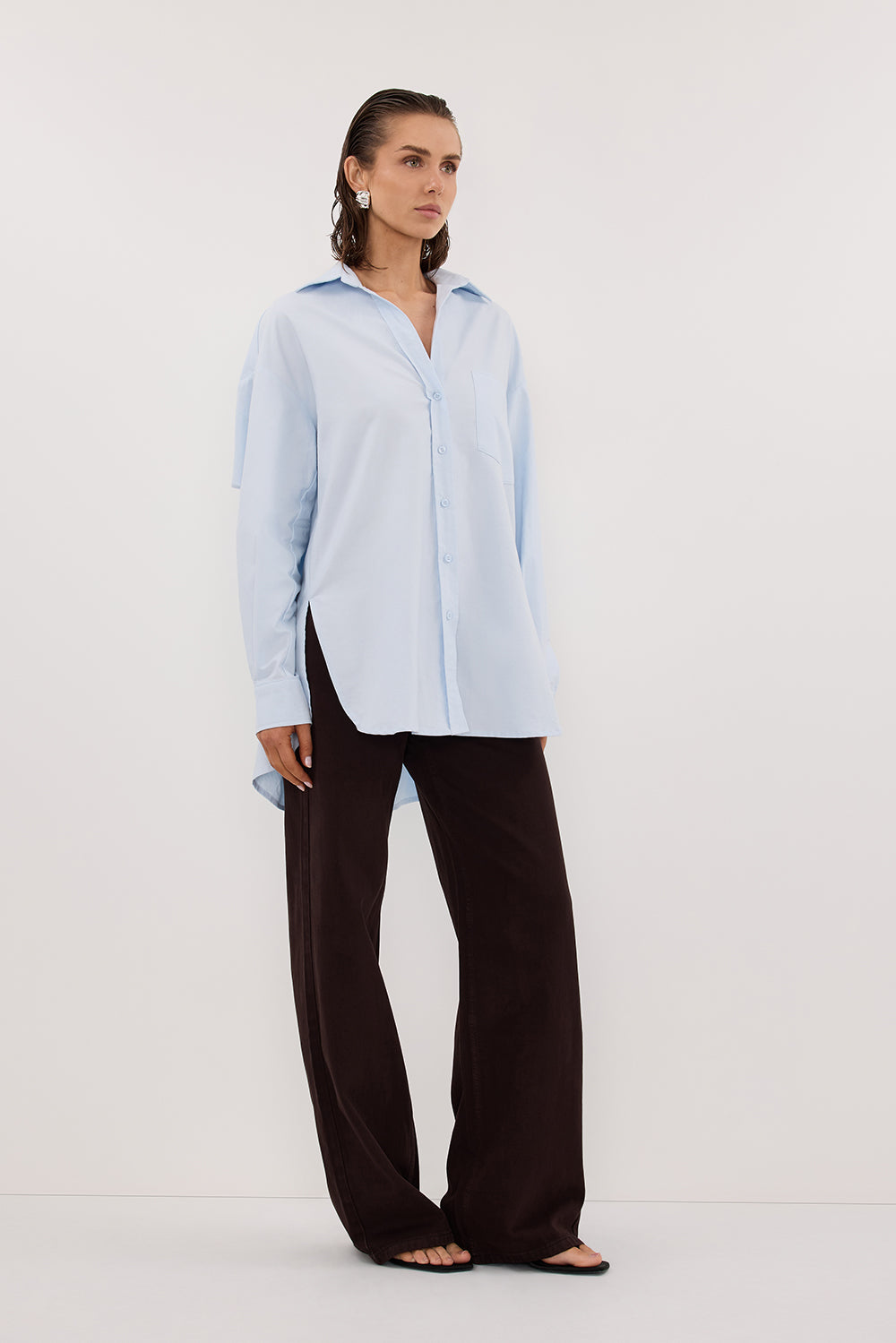 RHEA 2.0 ICE BLUE OVERSIZED COTTON SHIRT
