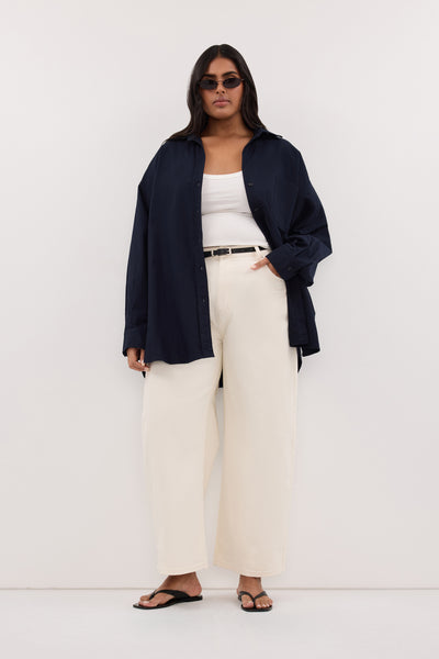 Shanaya wearing RHEA 2.0 INK OVERSIZED COTTON SHIRT