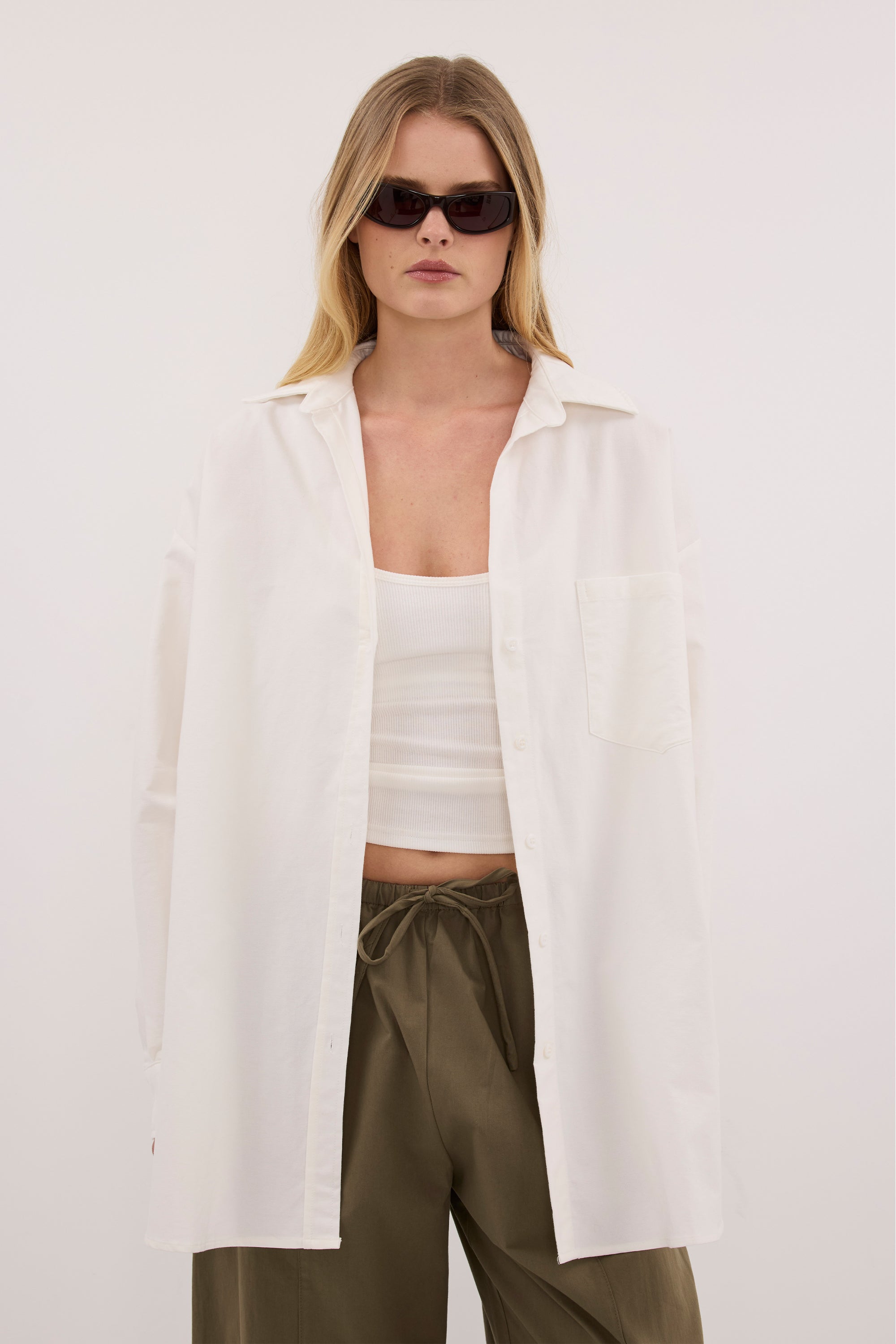 RHEA 2.0 WHITE OVERSIZED COTTON SHIRT