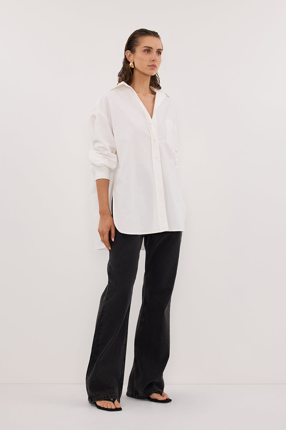 RHEA 2.0 WHITE OVERSIZED COTTON SHIRT