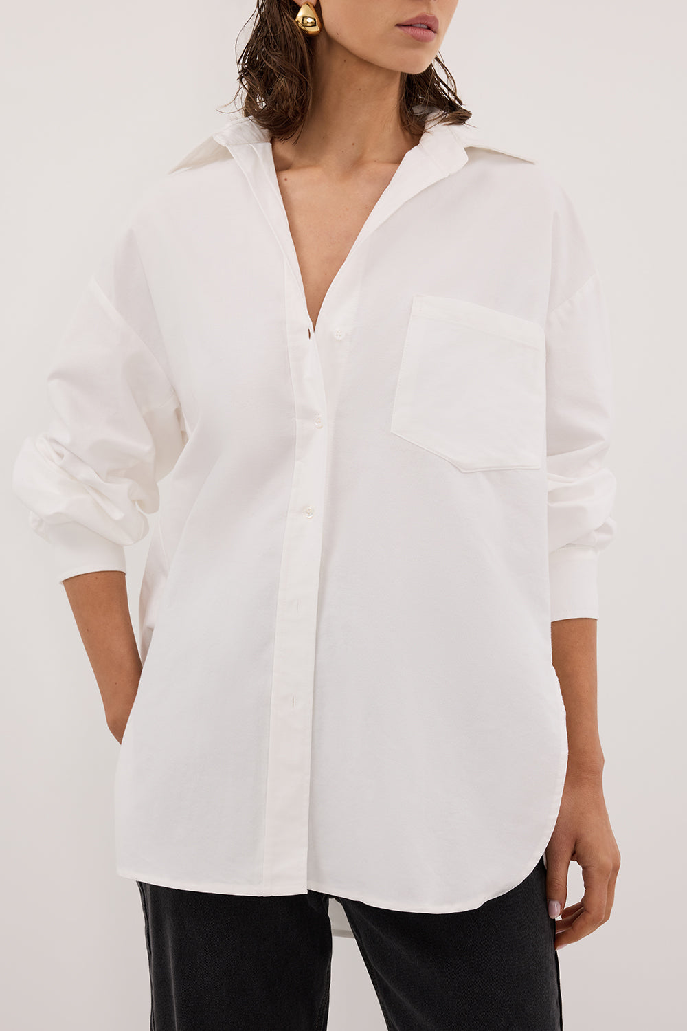 RHEA 2.0 WHITE OVERSIZED COTTON SHIRT