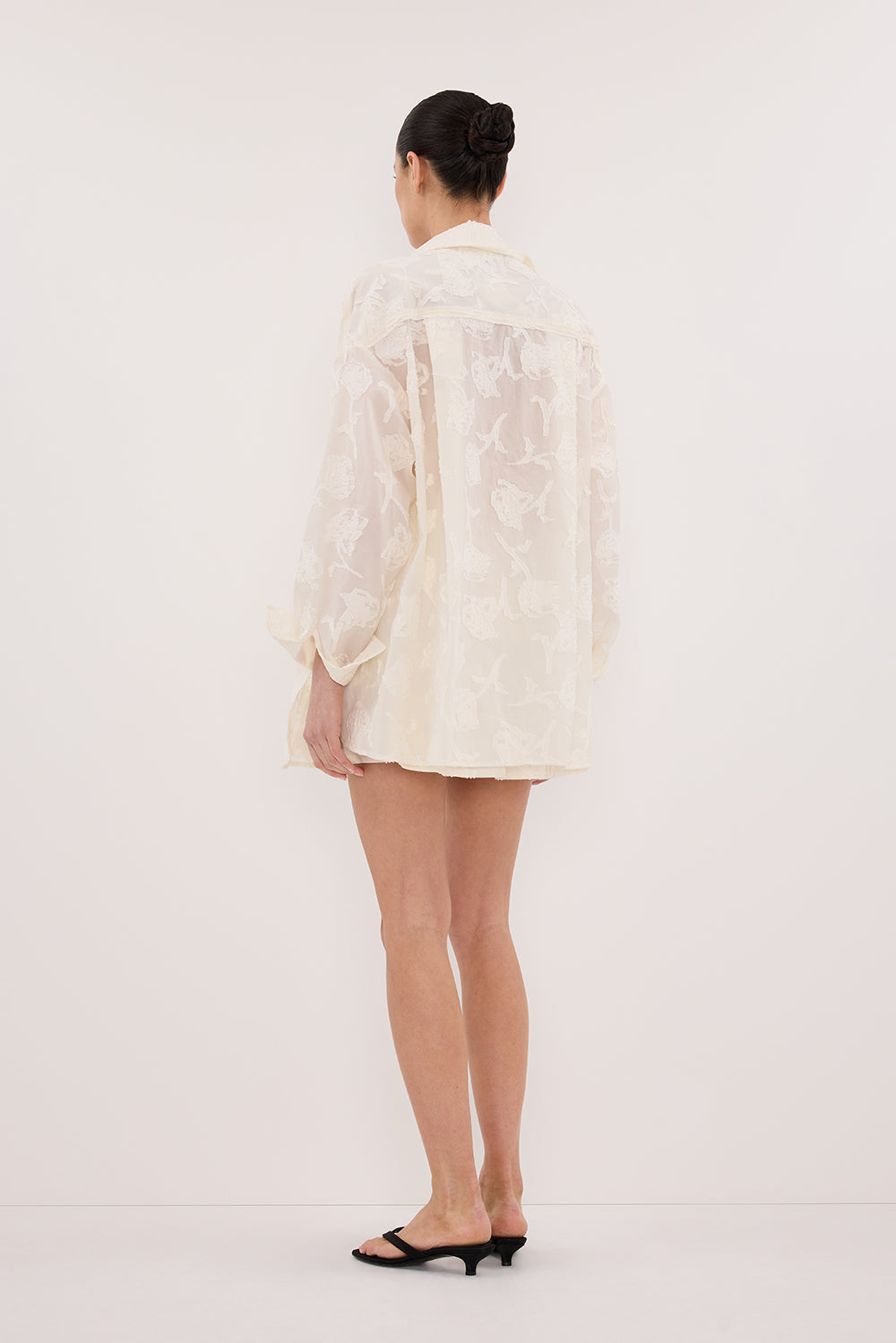 AZALEA OFF WHITE JACQUARD LONG SLEEVE SHIRT