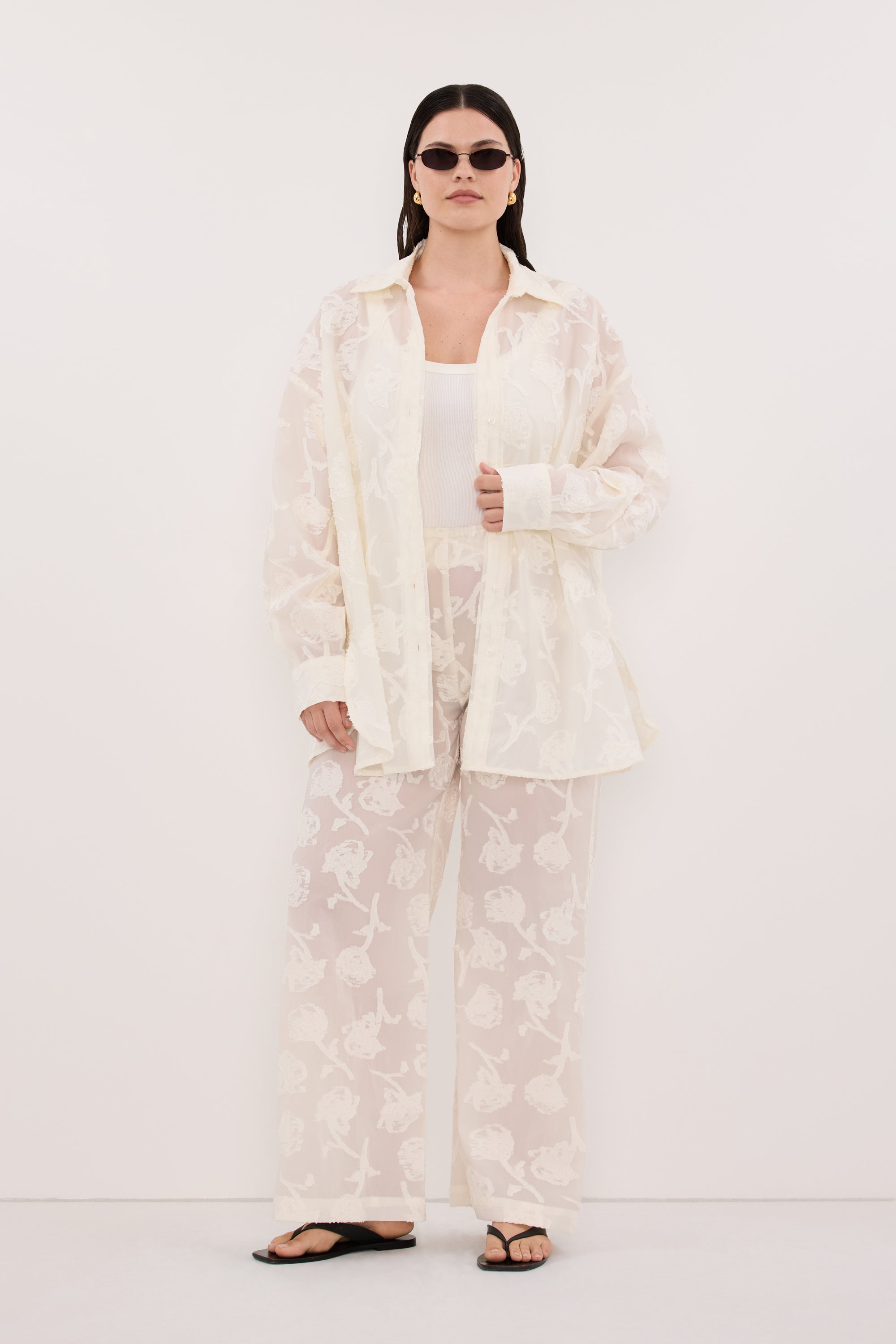 AZALEA OFF WHITE JACQUARD SHIRT – DISSH