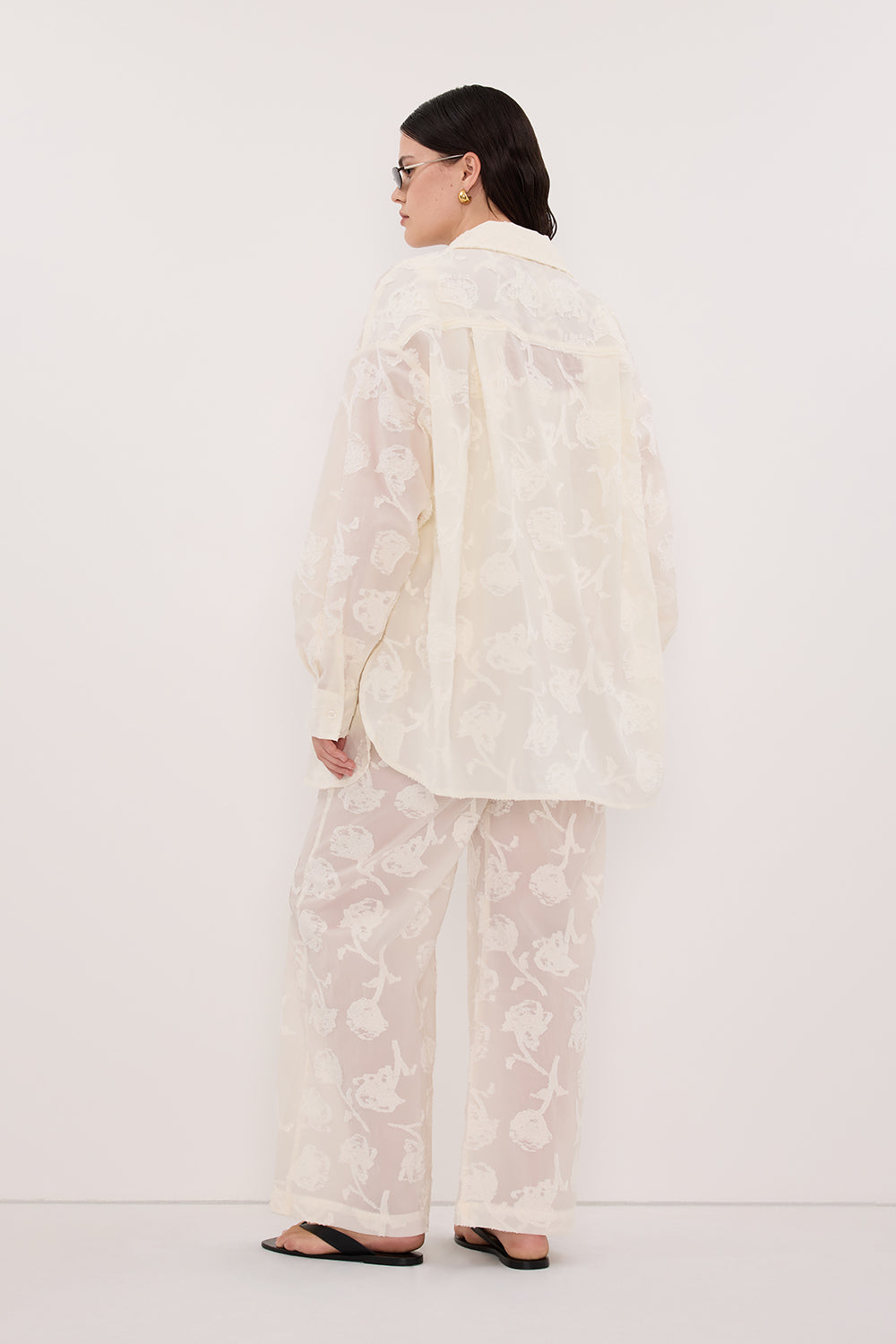 AZALEA OFF WHITE JACQUARD LONG SLEEVE SHIRT