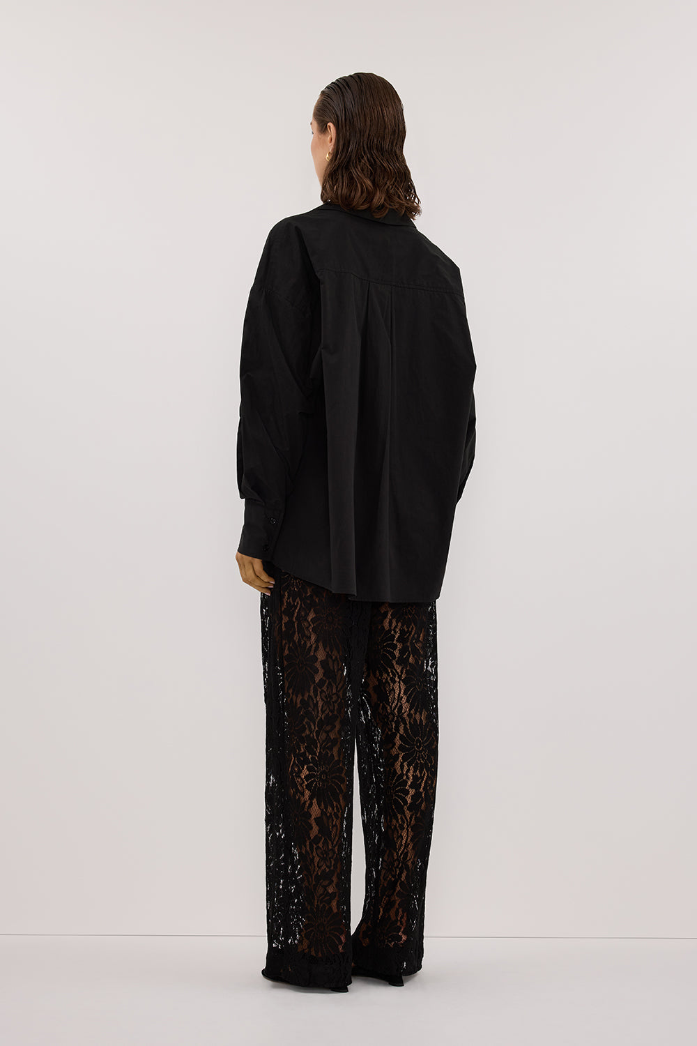 IRENE BLACK LONG SLEEVE NOTCH COLLAR SHIRT