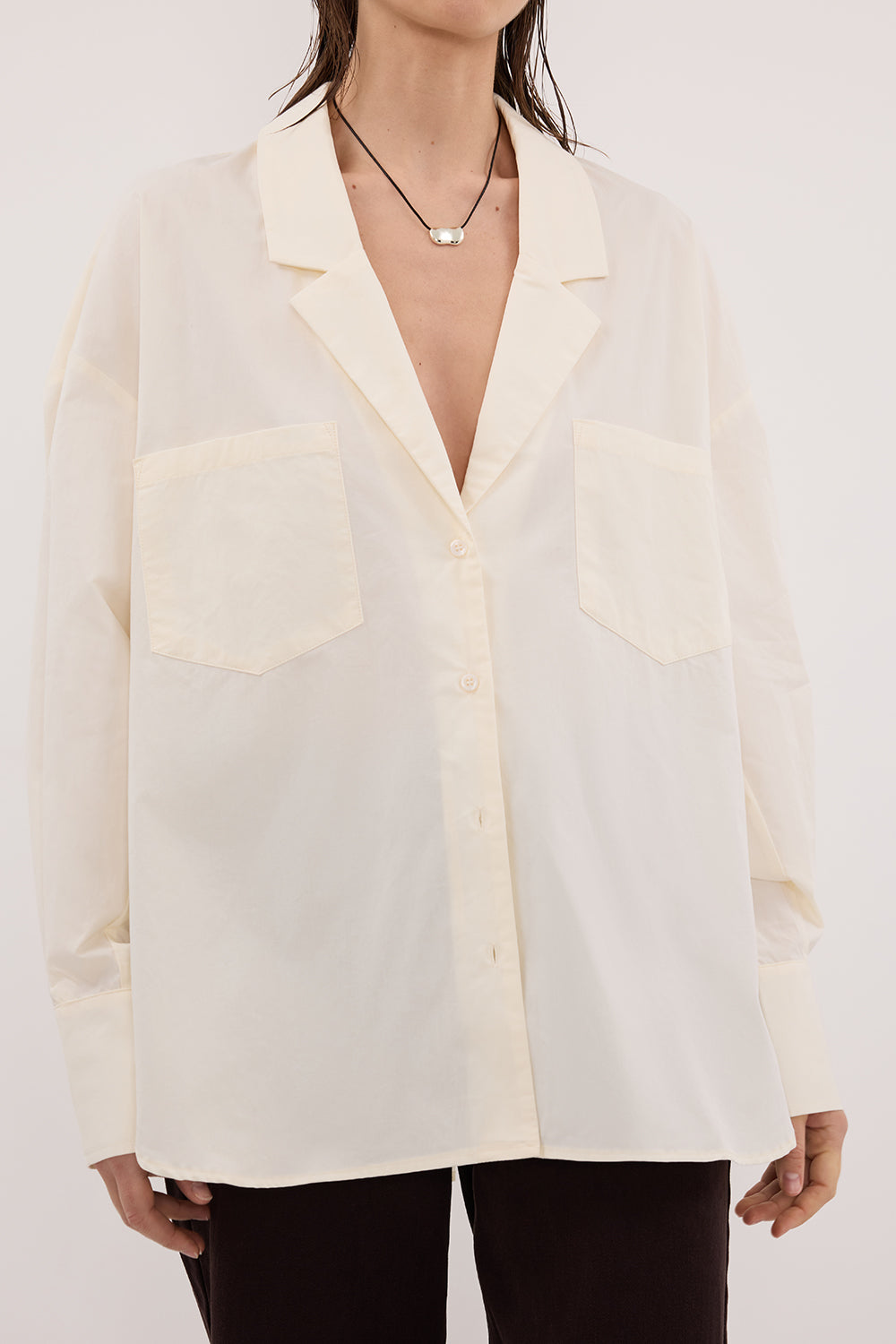 IRENE BUTTER LONG SLEEVE NOTCH COLLAR SHIRT