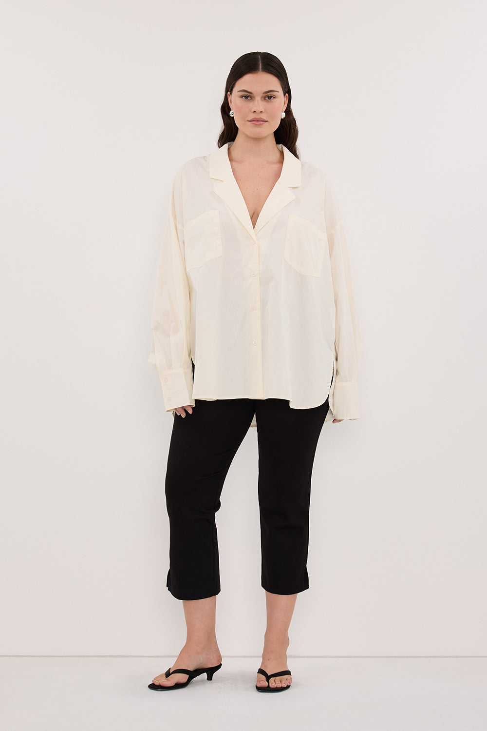 IRENE BUTTER LONG SLEEVE NOTCH COLLAR SHIRT