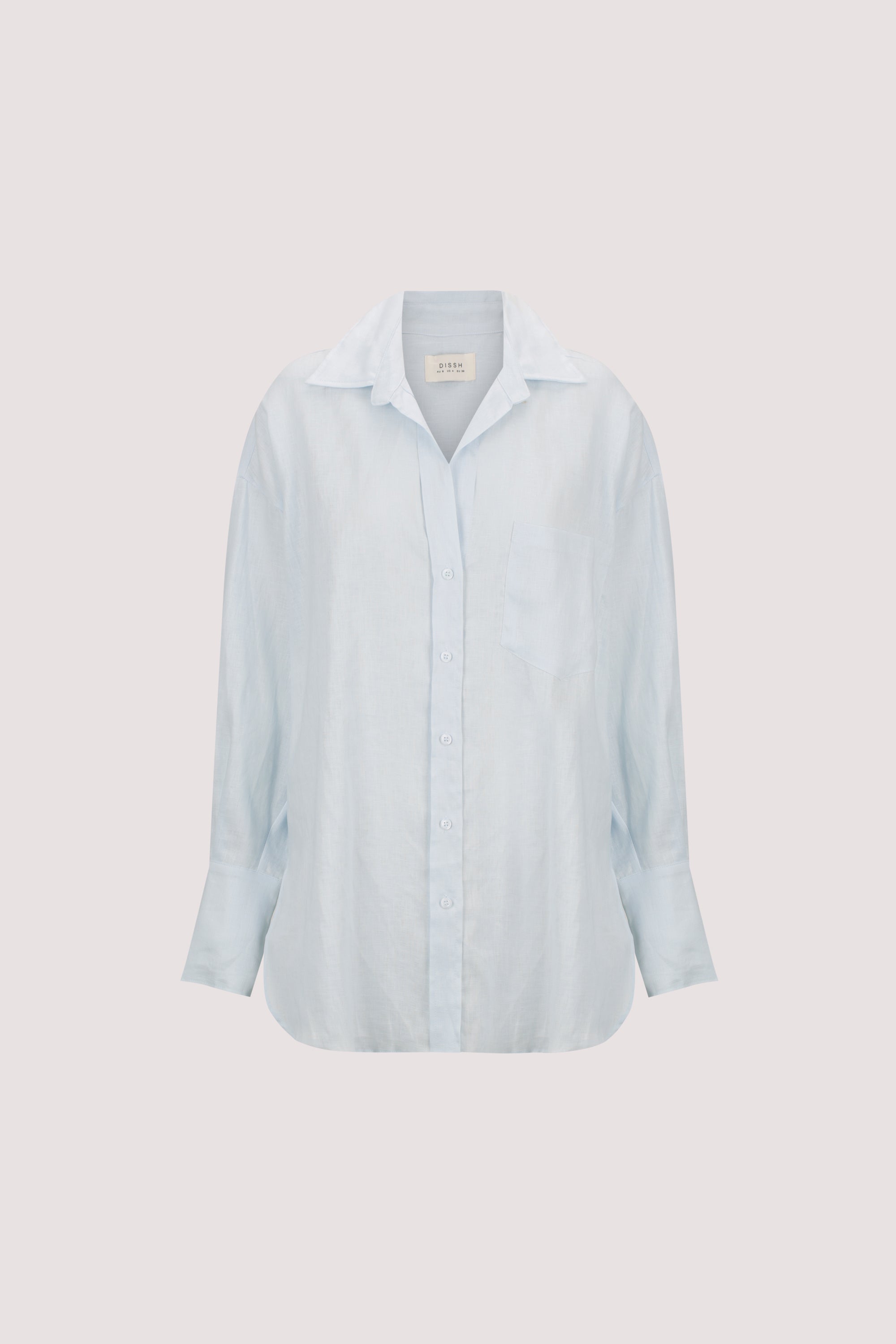 Ellis Long Sleeve Linen Shirt in Ice Blue By DISSH | Matching Set