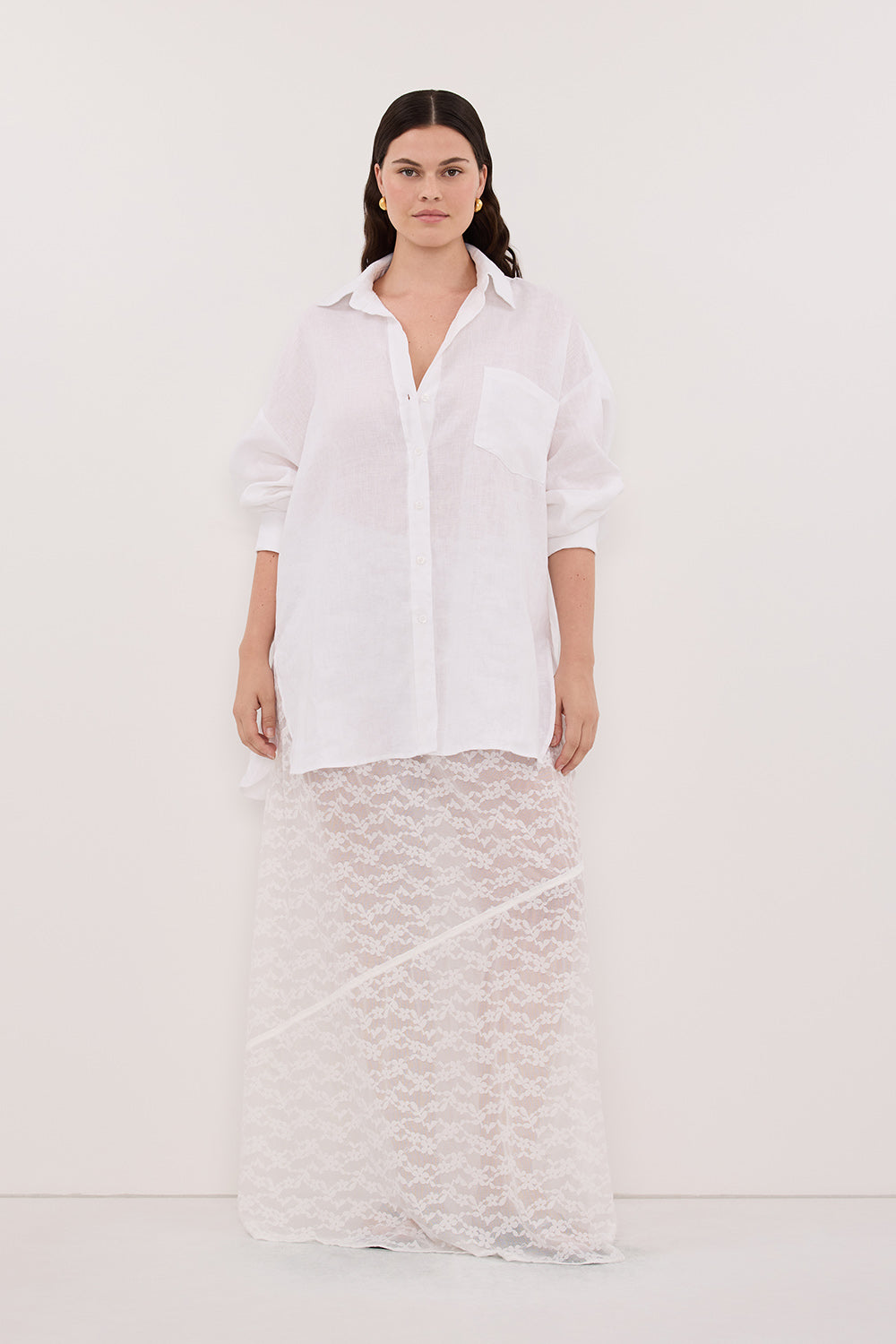 ELLIS WHITE LONG SLEEVE LINEN SHIRT