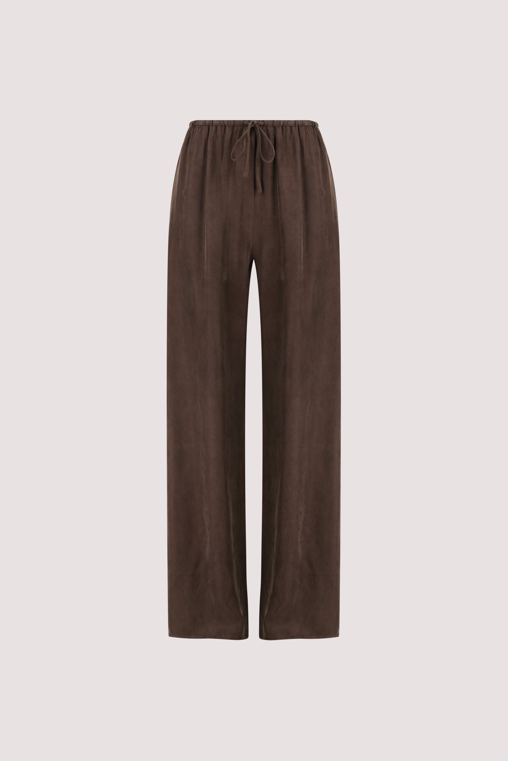 ADDIE BITTER CHOC CUPRO DRAWSTRING PANT