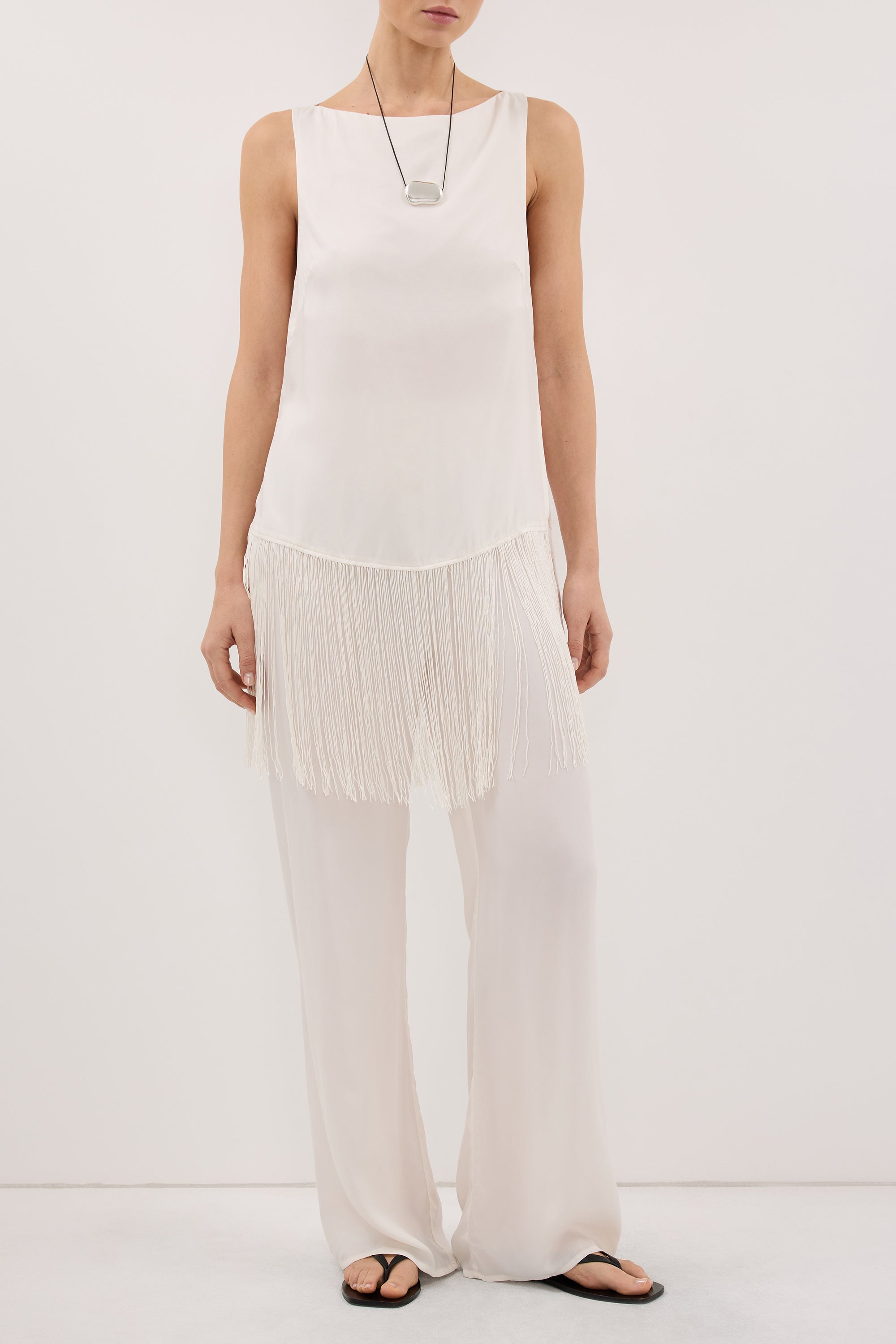 ADDIE WHITE CUPRO DRAWSTRING PANT