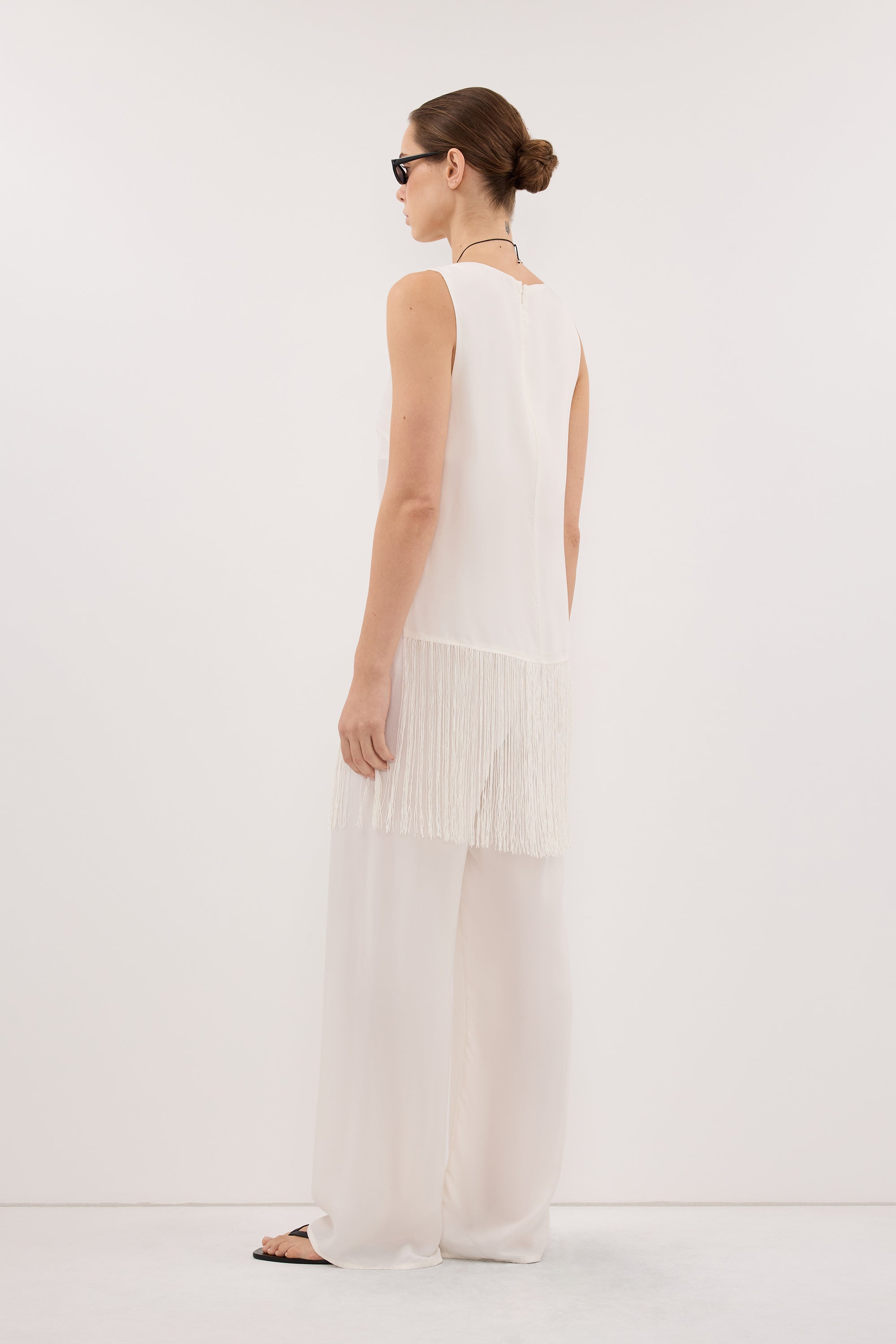 ADDIE WHITE CUPRO DRAWSTRING PANT