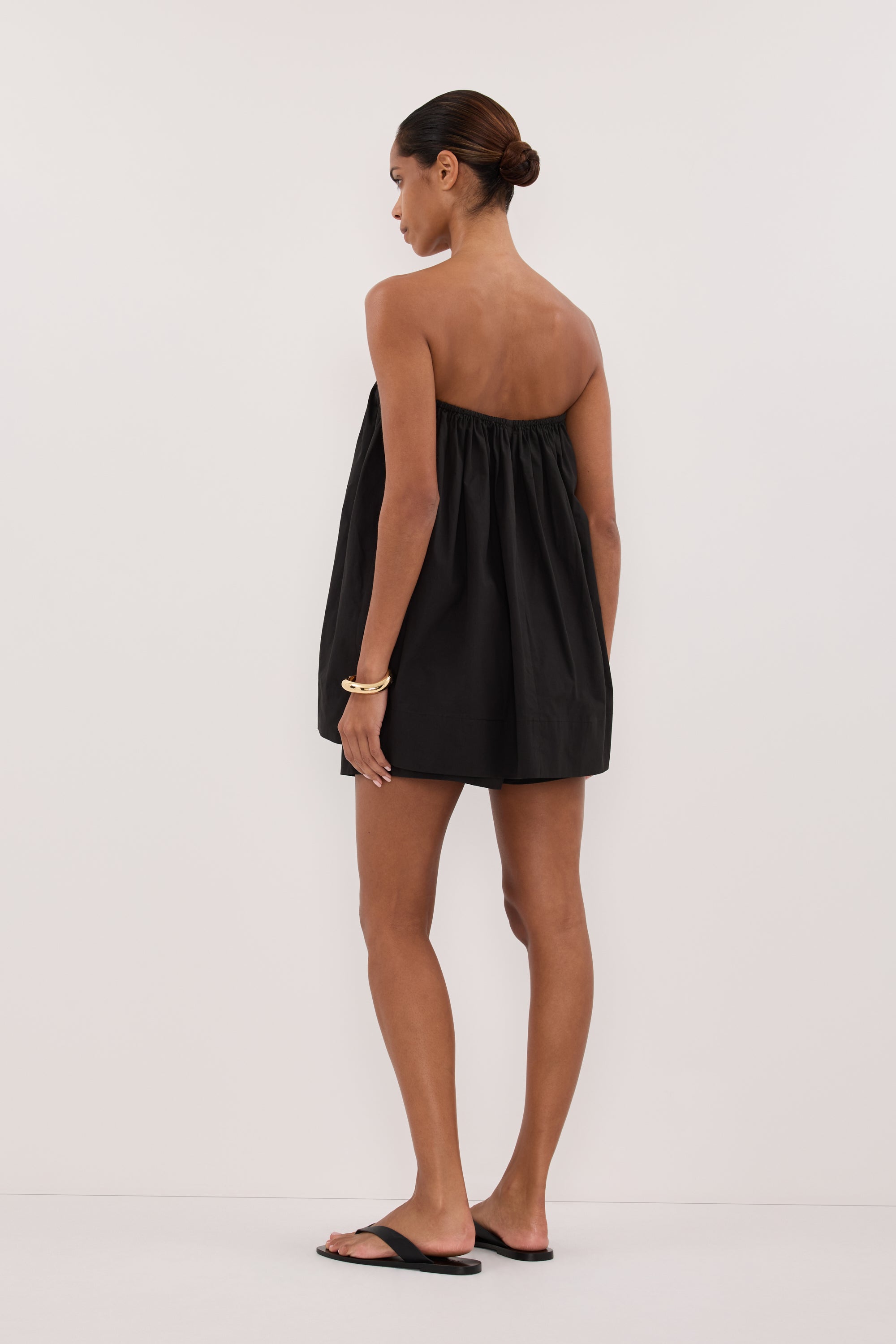 SOMMER BLACK STRAPLESS POPLIN TOP