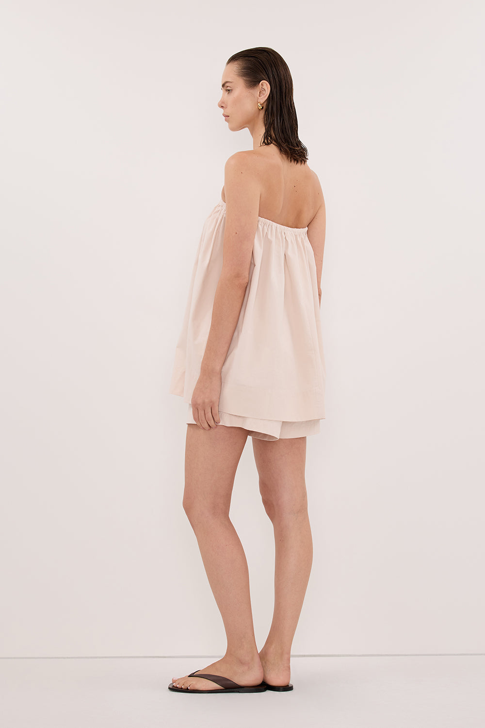 SOMMER POWDER STRAPLESS POPLIN TOP