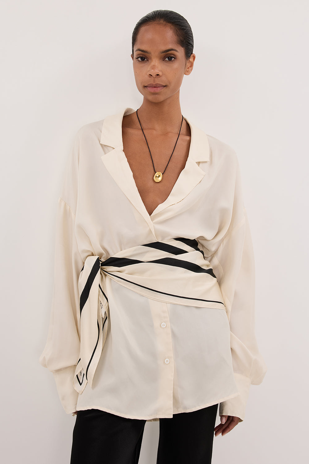 LUCILLE STRAW LONG SLEEVE CUPRO SHIRT