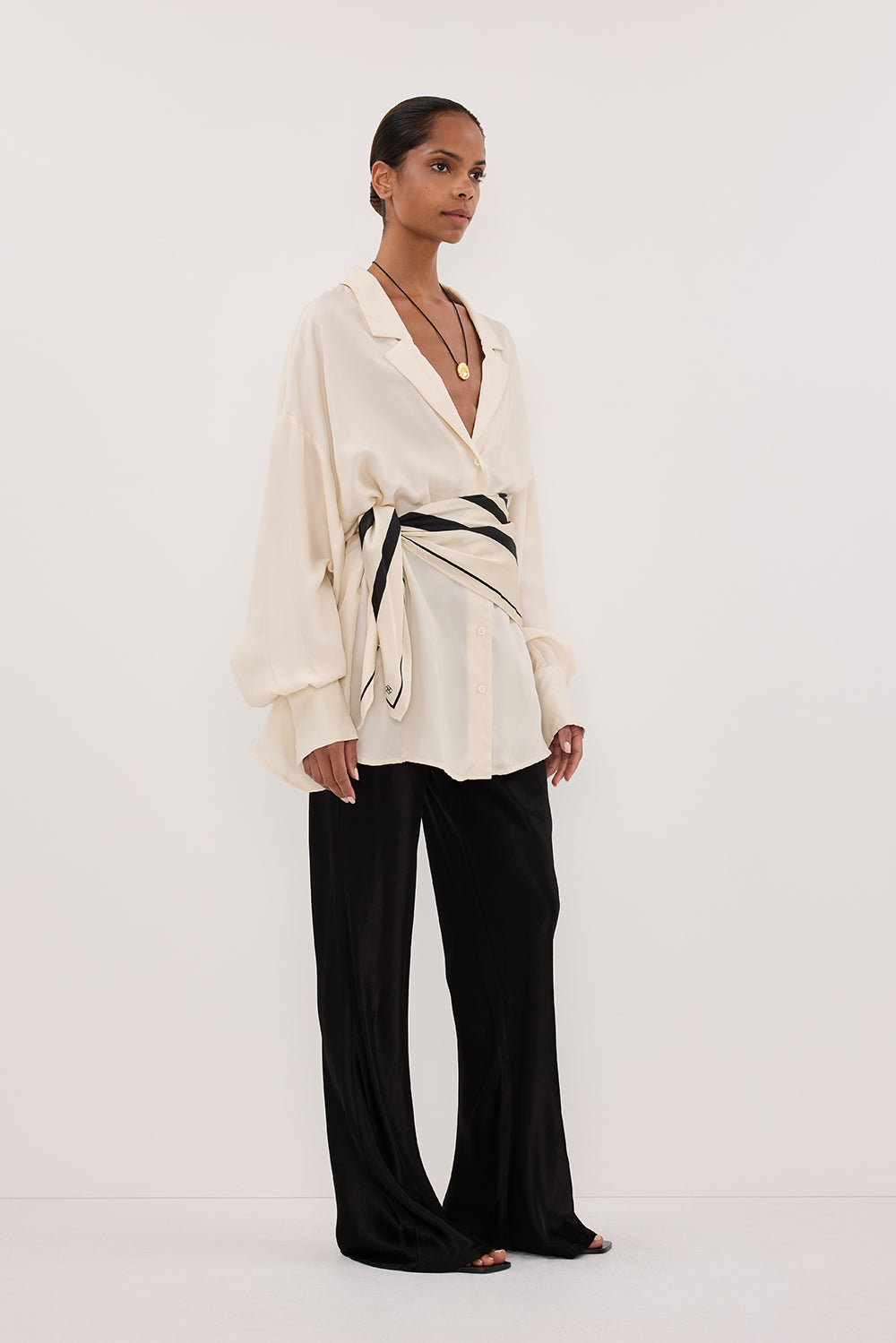 LUCILLE STRAW LONG SLEEVE CUPRO SHIRT