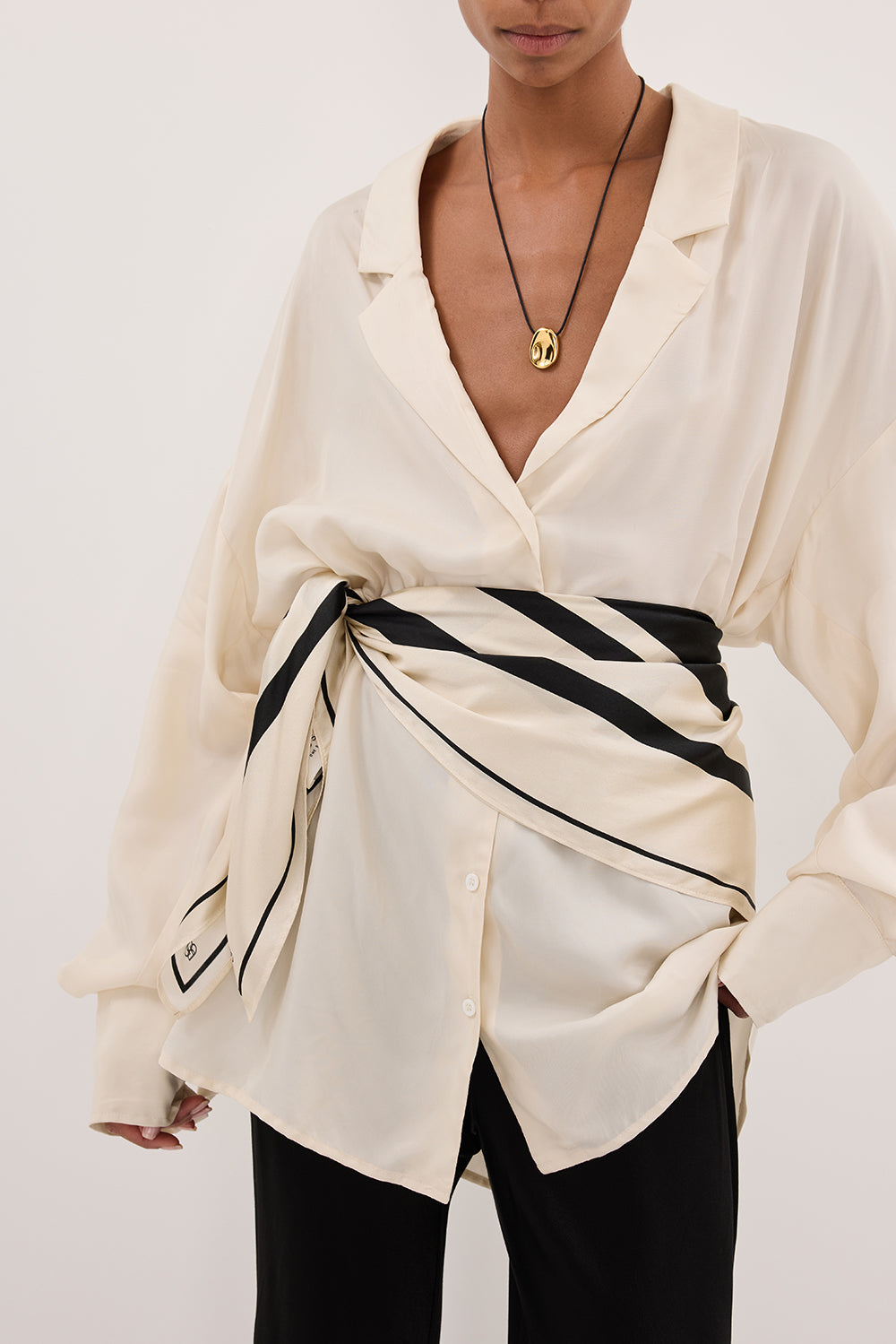 LUCILLE STRAW LONG SLEEVE CUPRO SHIRT