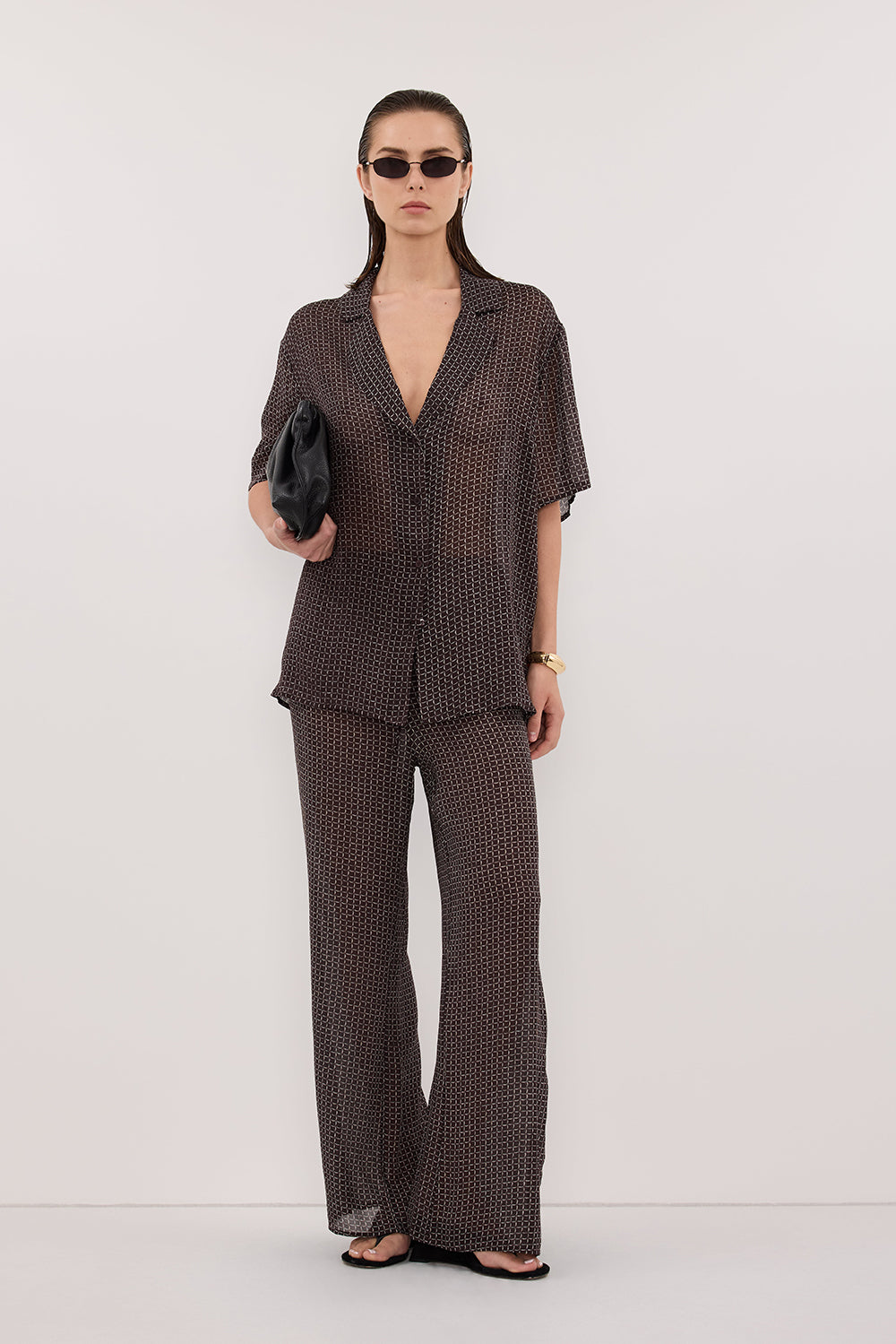 TIA CHOC MICRO CHECK SHIRT