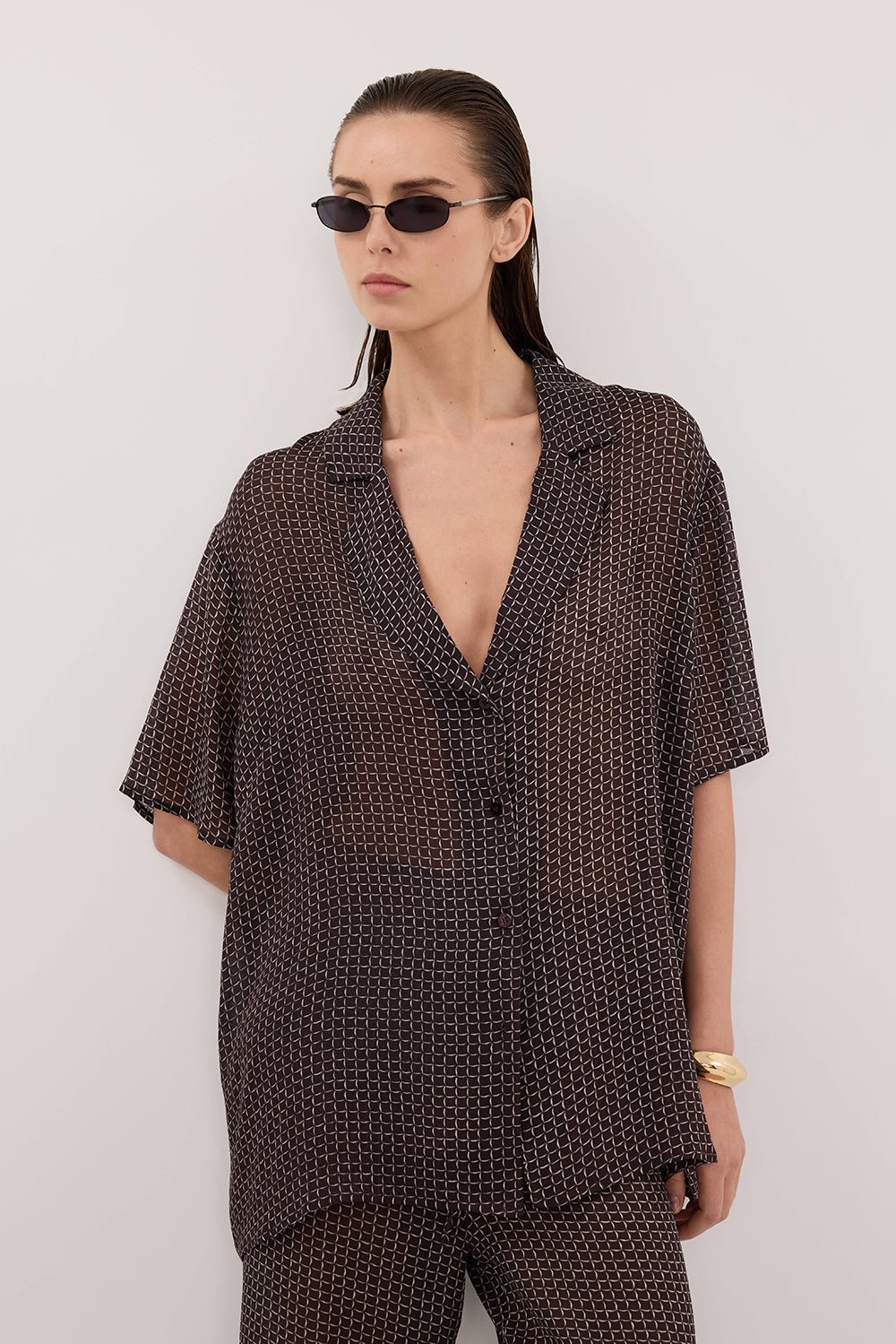 TIA CHOC MICRO CHECK SHIRT