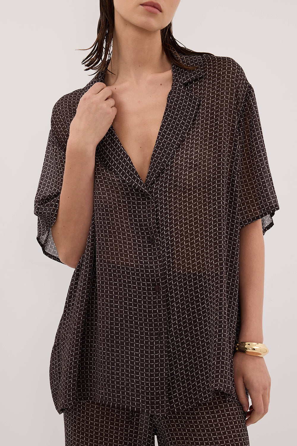 TIA CHOC MICRO CHECK SHIRT
