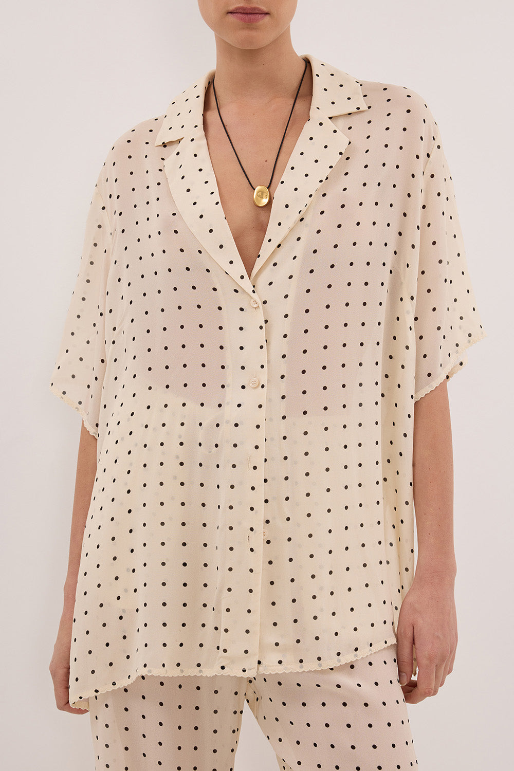 VANESSA SANDSTONE OVERSIZED SHORT SLEEVE RESORT SHIRT