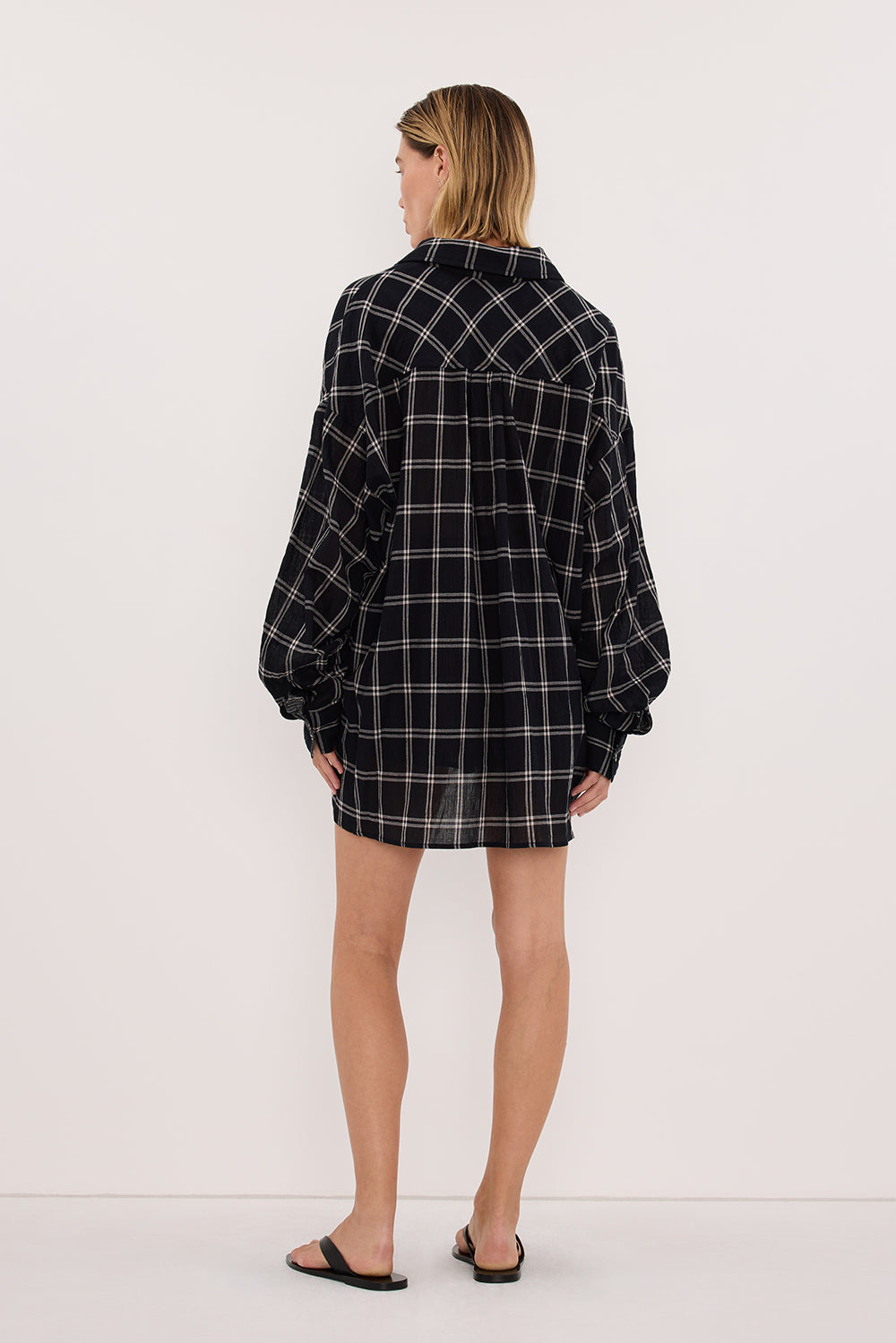 ANNALISE BLACK LONG SLEEVE CHECK SHIRT