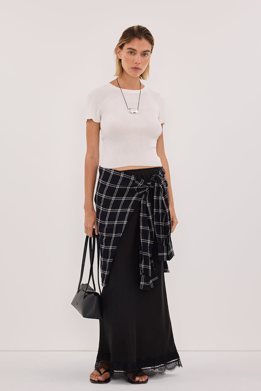 ANNALISE BLACK LONG SLEEVE CHECK SHIRT