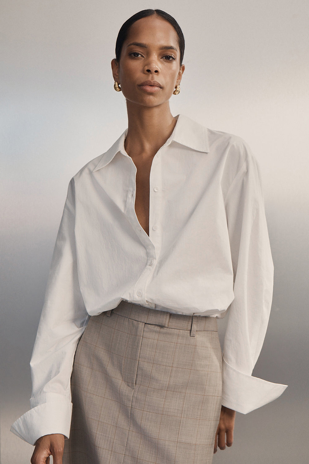 Lulu Longline Cotton Shirt in White By DISSH