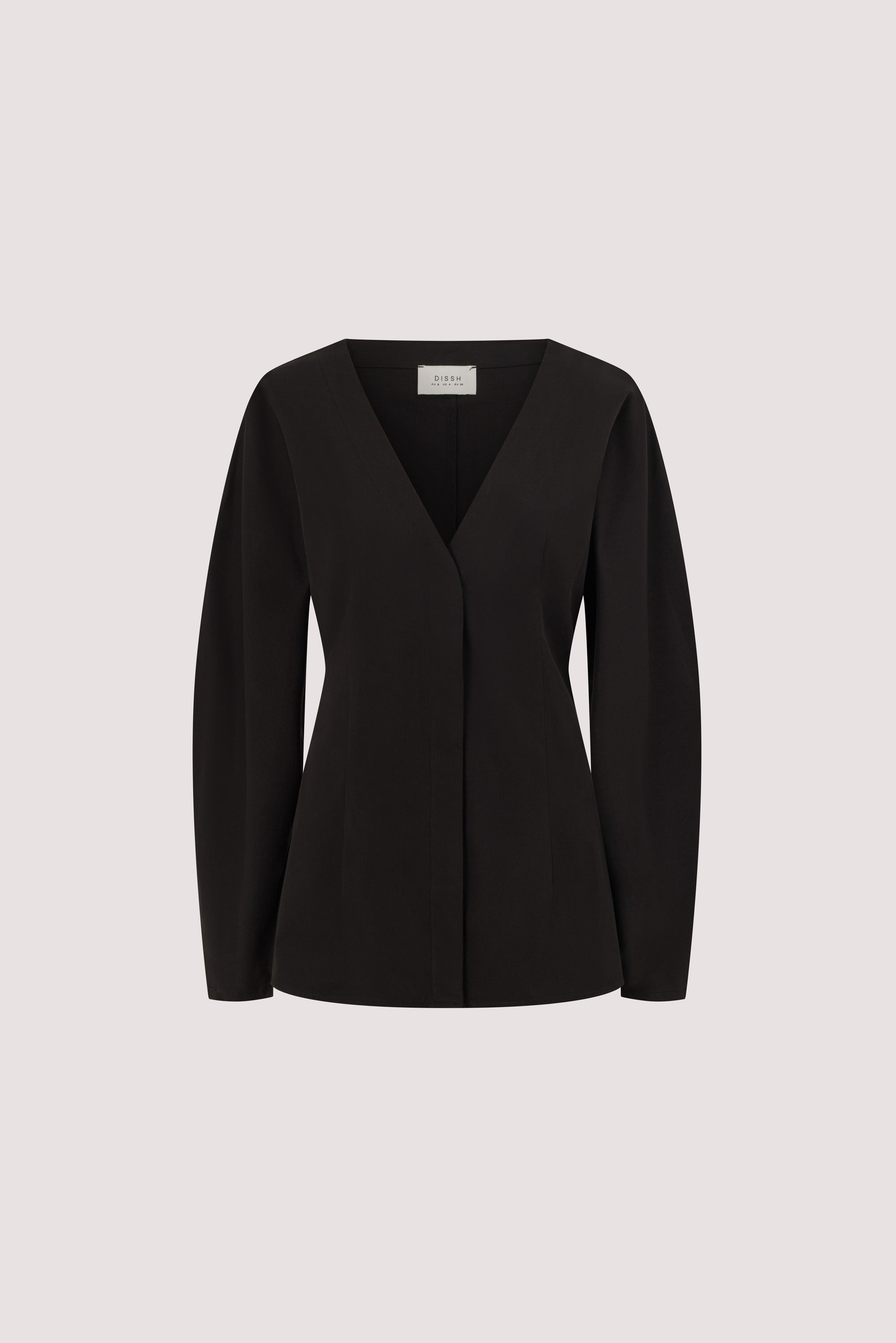 EDENA BLACK COTTON FITTED SHIRT