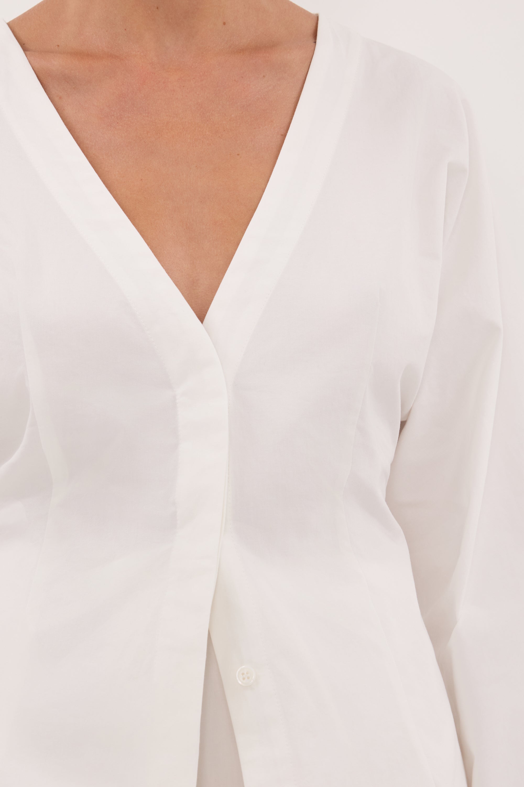 EDENA WHITE COTTON FITTED SHIRT