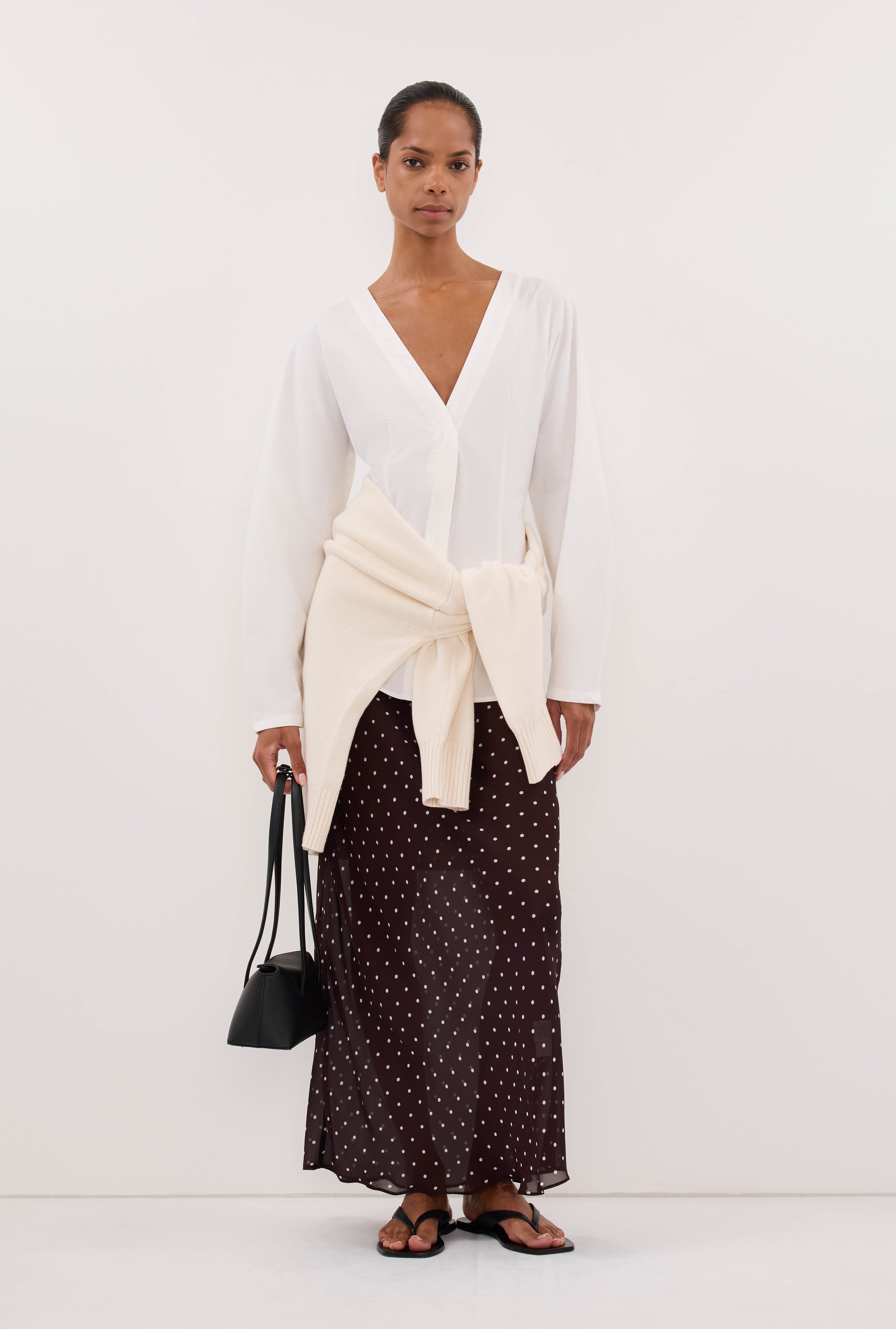 EDENA WHITE COTTON FITTED SHIRT
