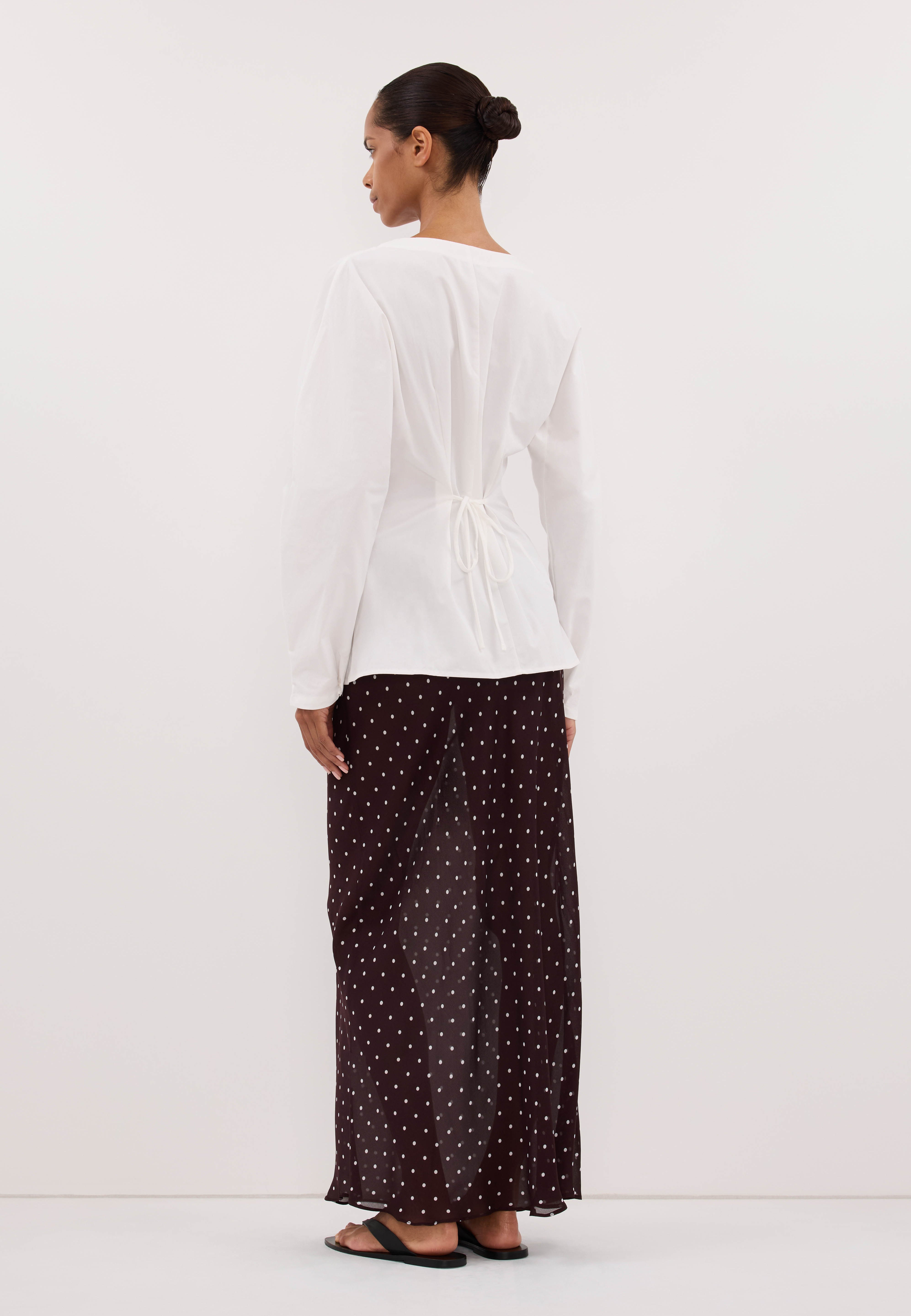 EDENA WHITE COTTON FITTED SHIRT