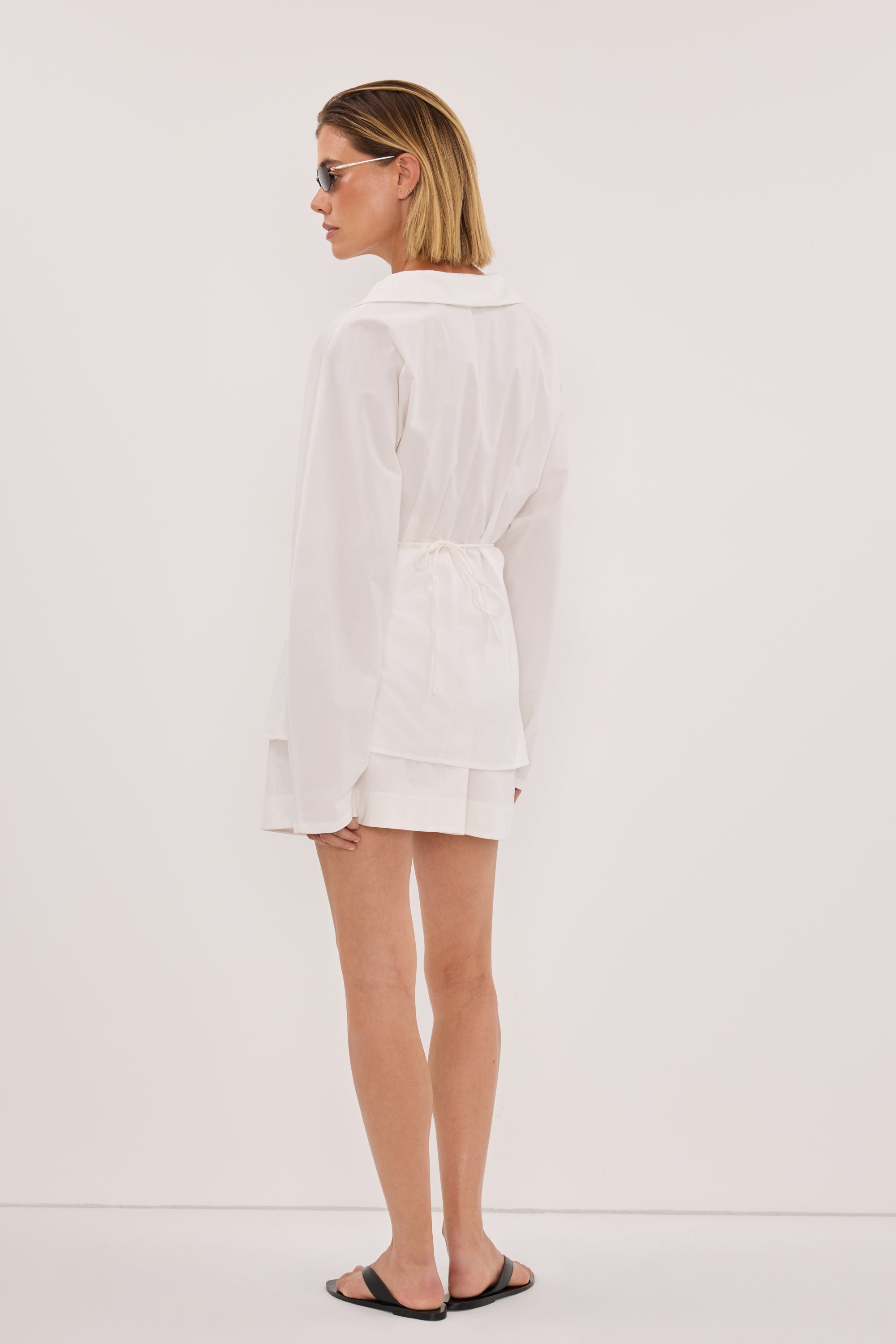 SIENA WHITE COTTON WRAP SHIRT