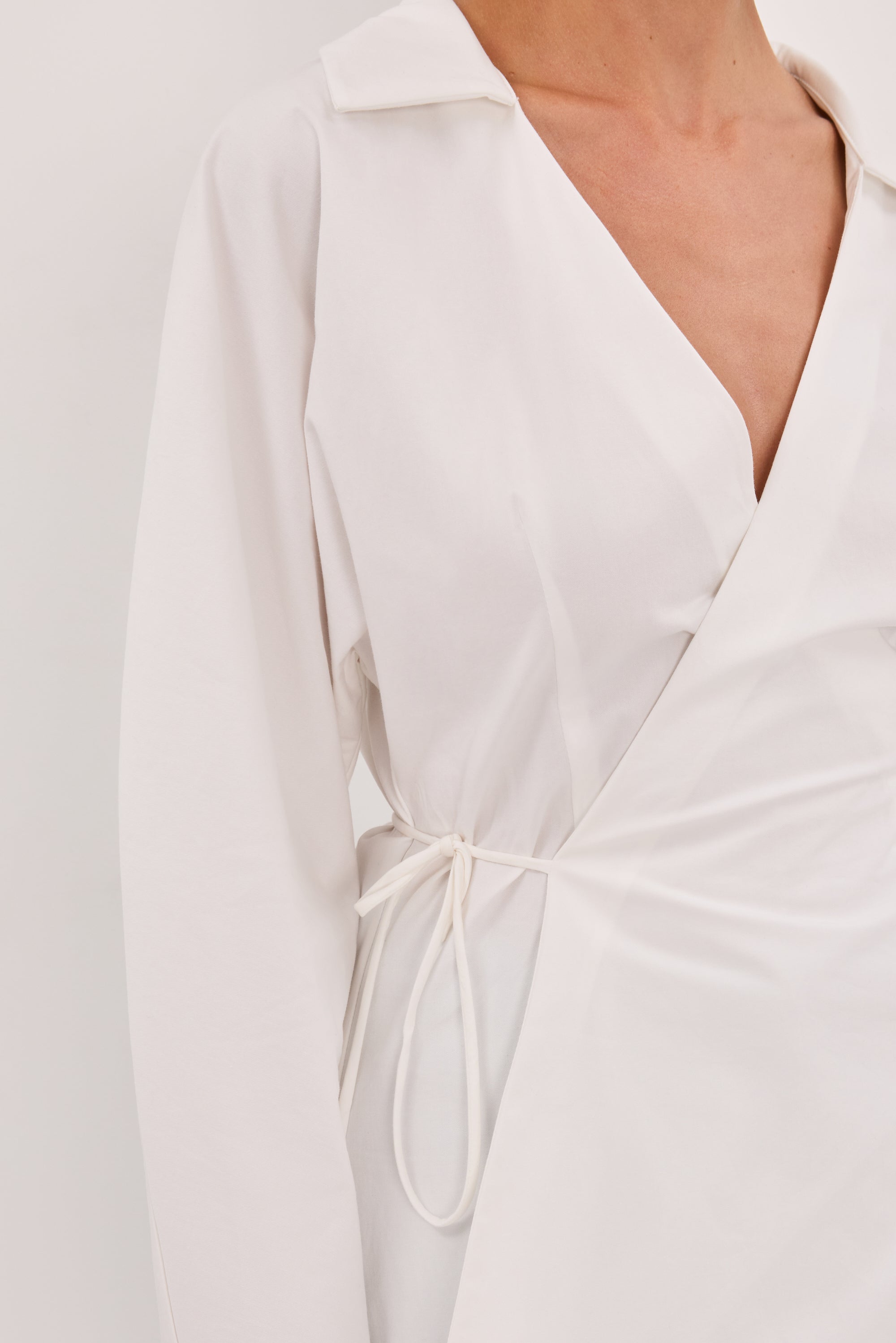 SIENA WHITE COTTON WRAP SHIRT