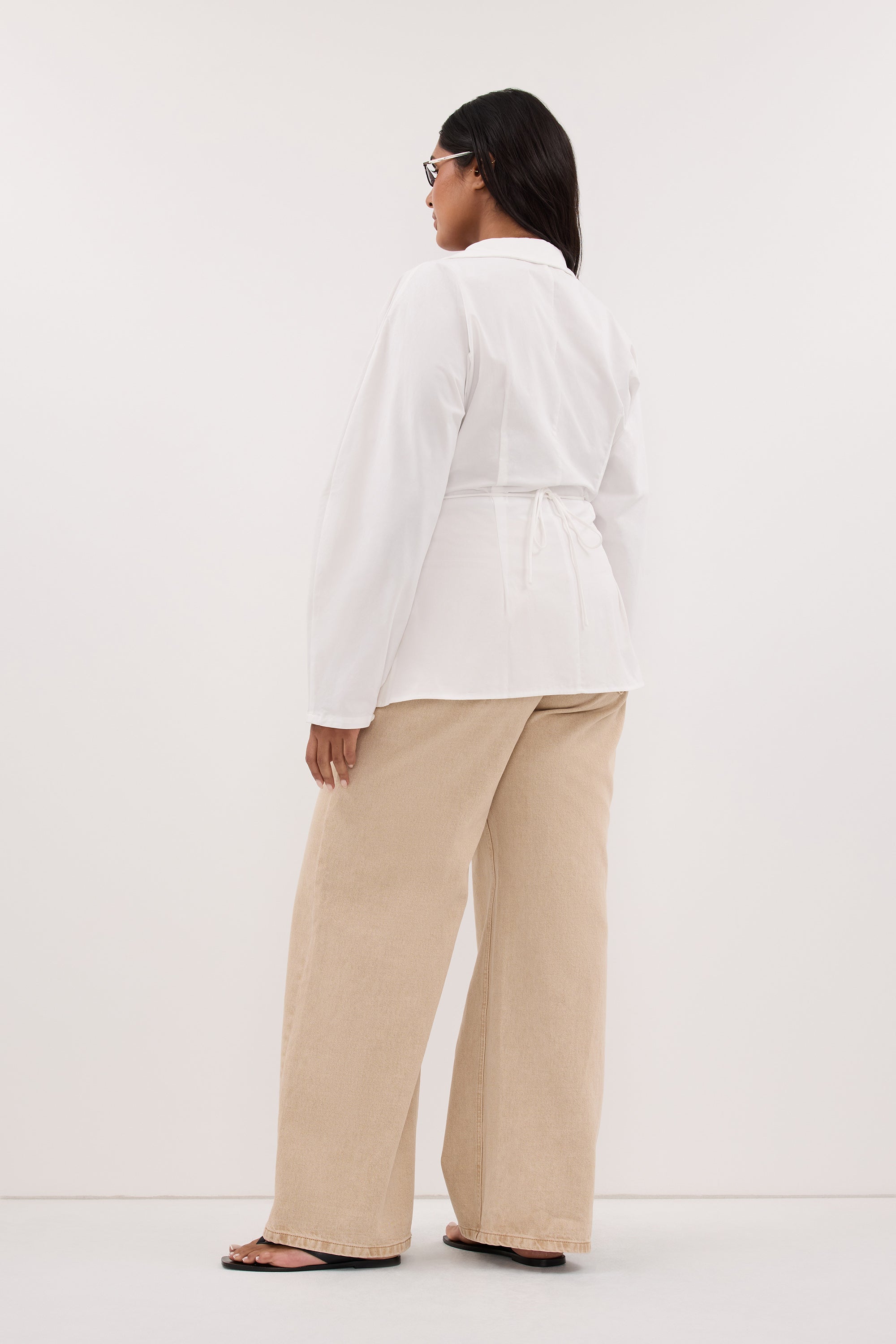 SIENA WHITE COTTON WRAP SHIRT