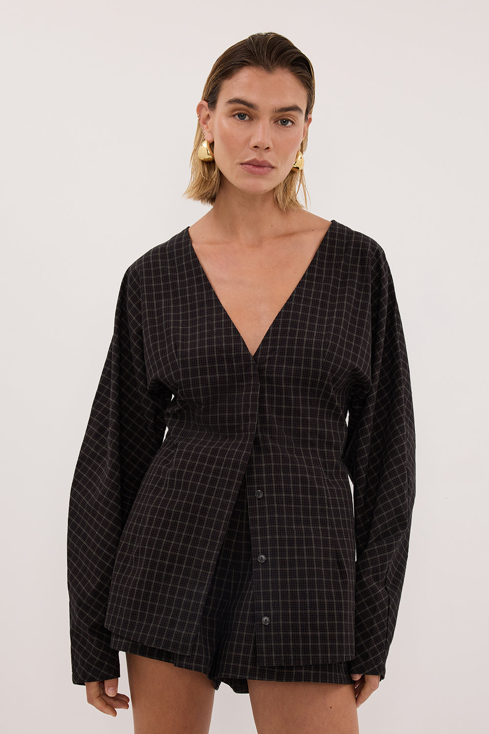 TOVA INK CHECK FITTED SHIRT