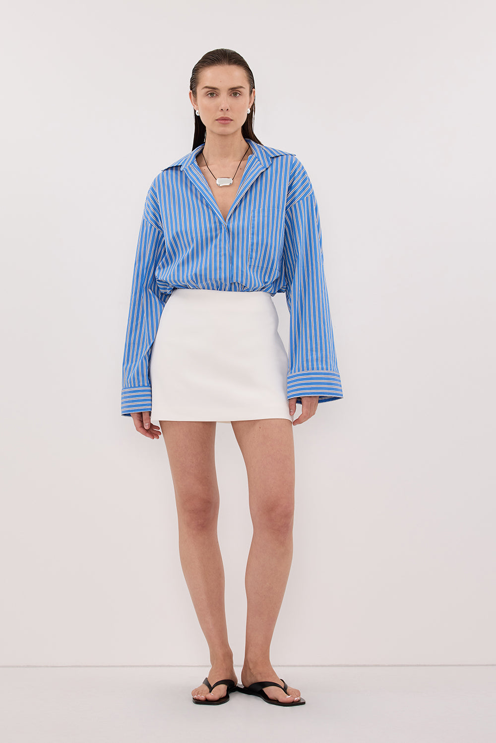 MISHA AZURE BLUE STRIPE SHIRT - PRE ORDER