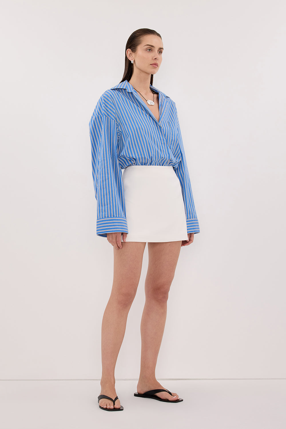 MISHA AZURE BLUE STRIPE SHIRT - PRE ORDER