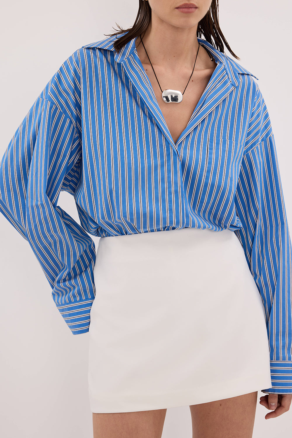 MISHA AZURE BLUE STRIPE SHIRT - PRE ORDER