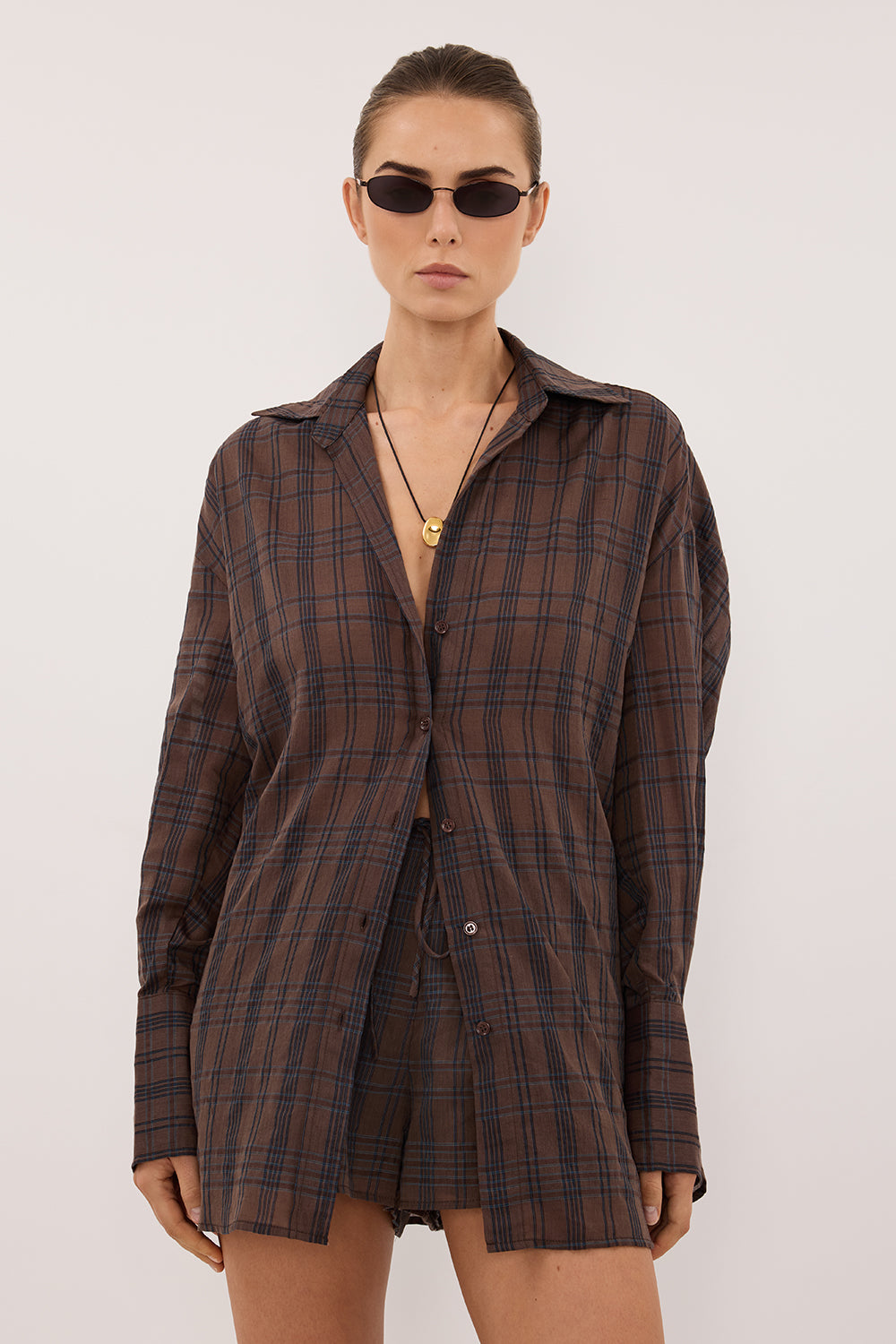 PETRA CHOC CHECK SHIRT – DISSH
