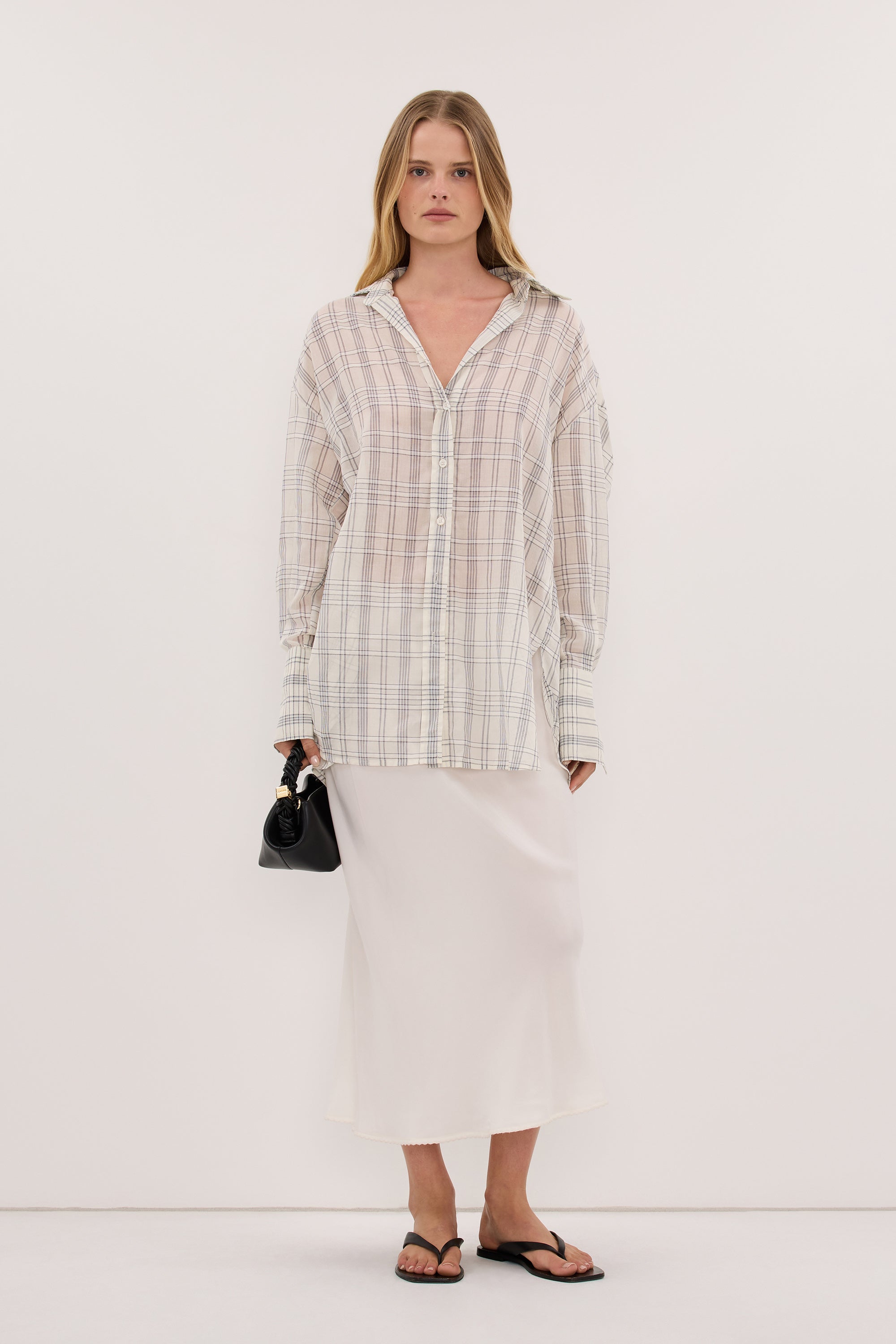 PETRA OFF WHITE CHECK SHIRT